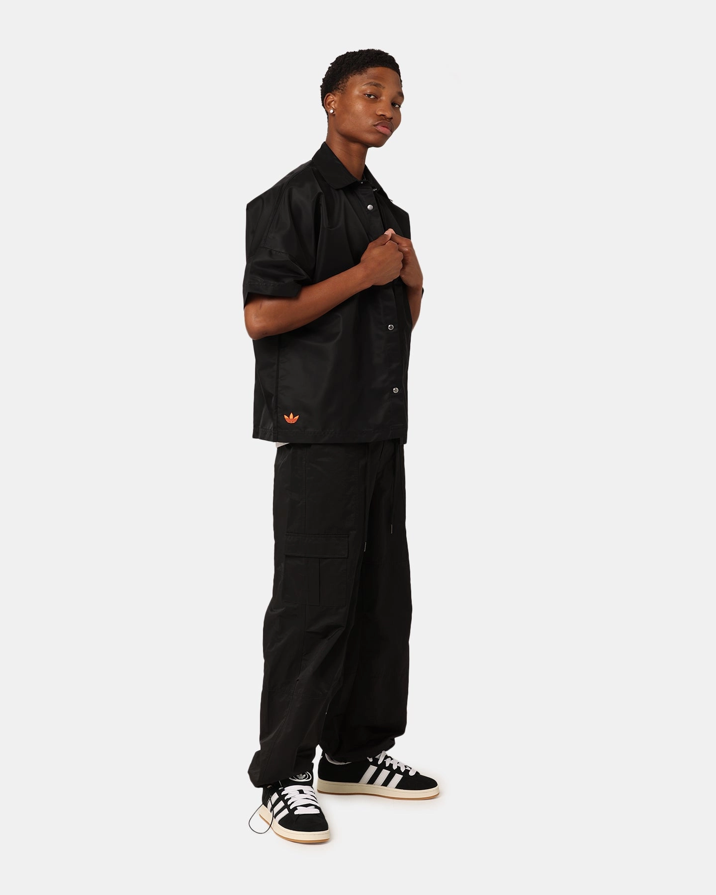 Adidas Neuclassics  Short Sleeve Over Shirt Black/Semi Impact Orange