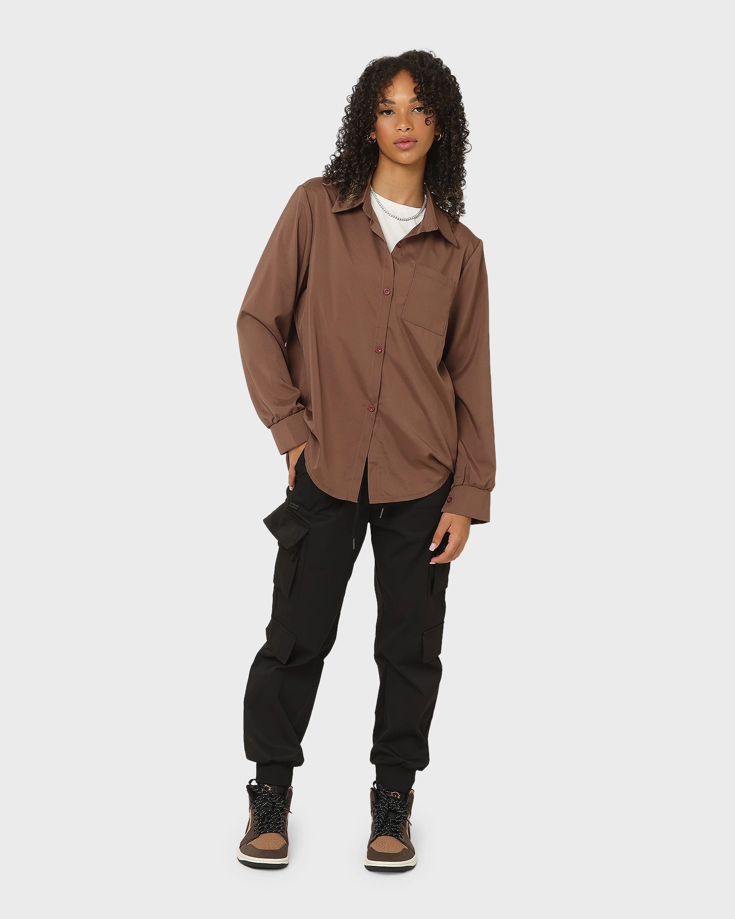 Adidas Women's Modica Button Up Shirt Brown