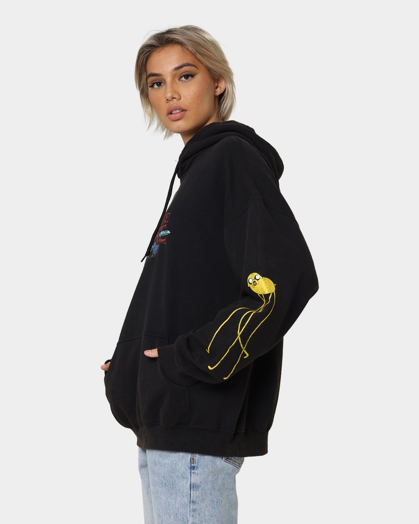 American Thrift X Adventure Time What Time Is It Vintage Hoodie Black Wash