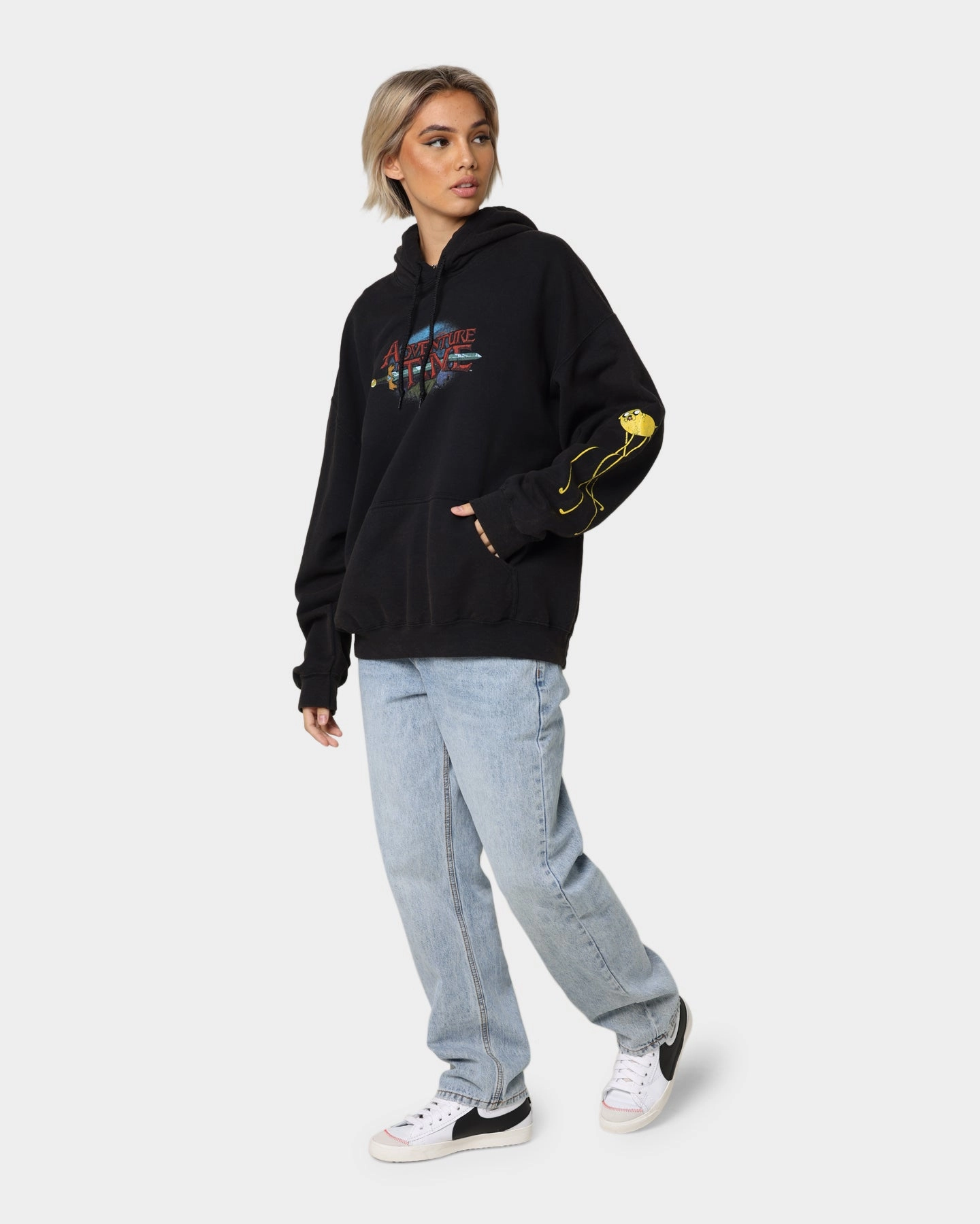 American Thrift X Adventure Time What Time Is It Vintage Hoodie Black Wash
