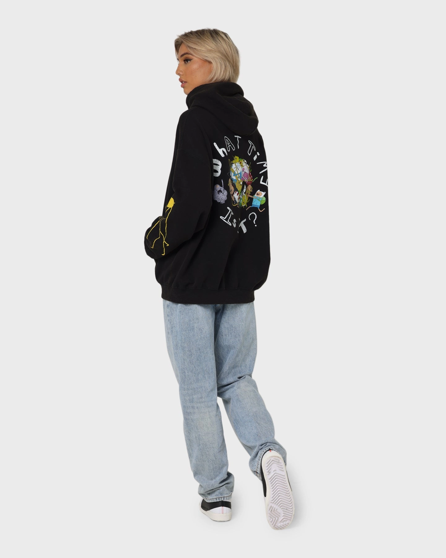 American Thrift X Adventure Time What Time Is It Vintage Hoodie Black Wash