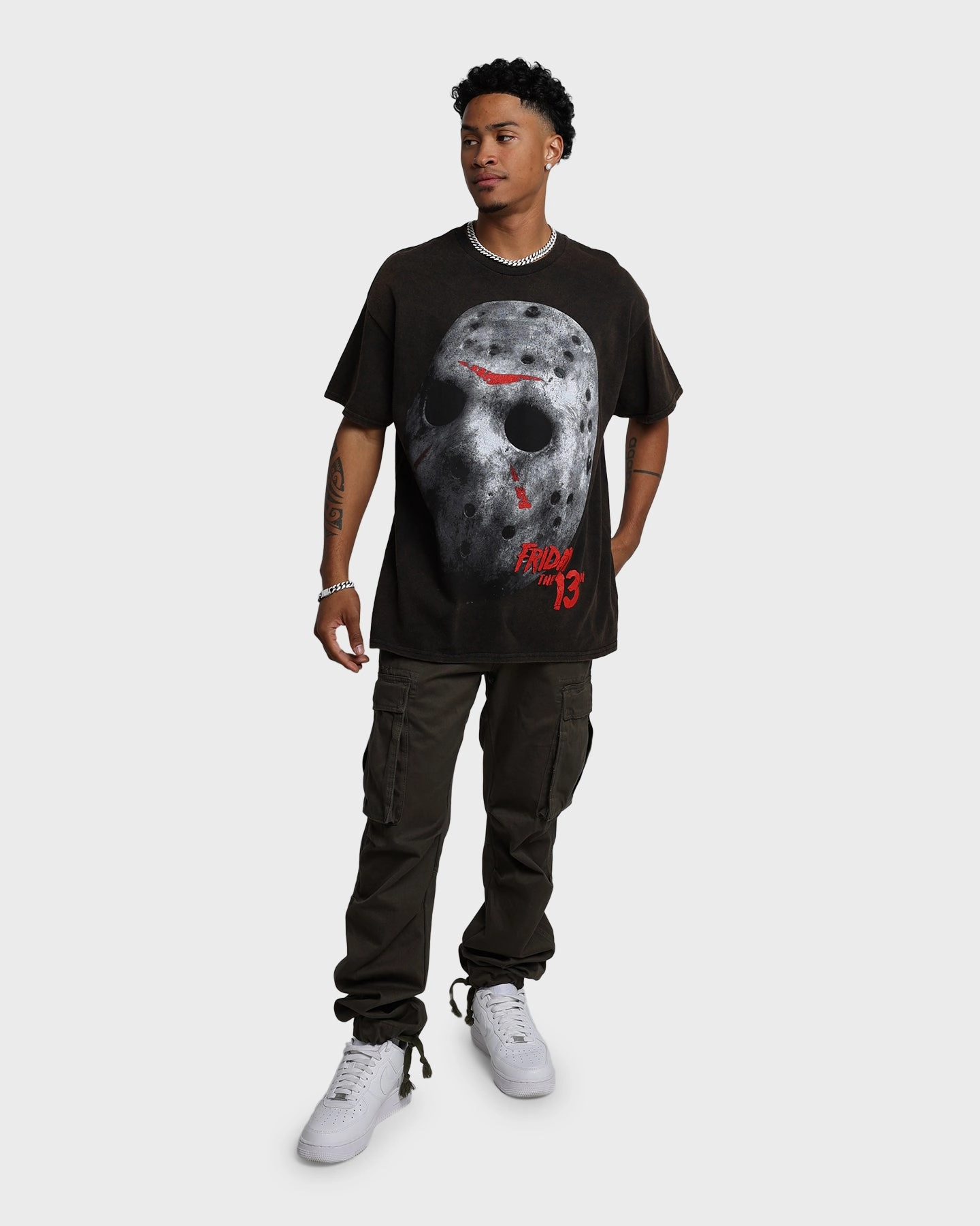 American Thrift X Friday The 13th Jason's Mask Vintage T-Shirt Black Wash