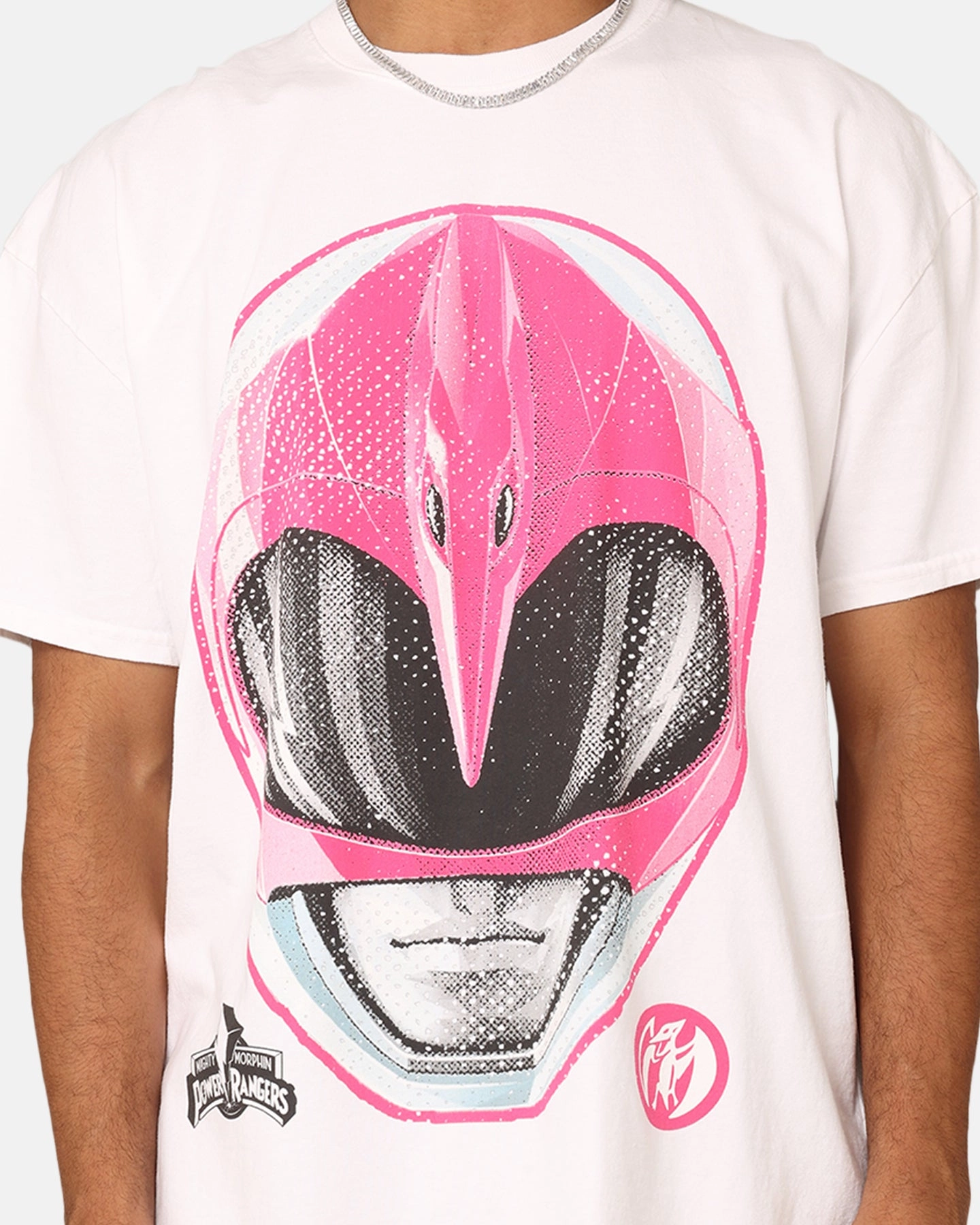 American Thrift X Power Rangers Pink Ranger Big Head Heavyweight T-Shirt White