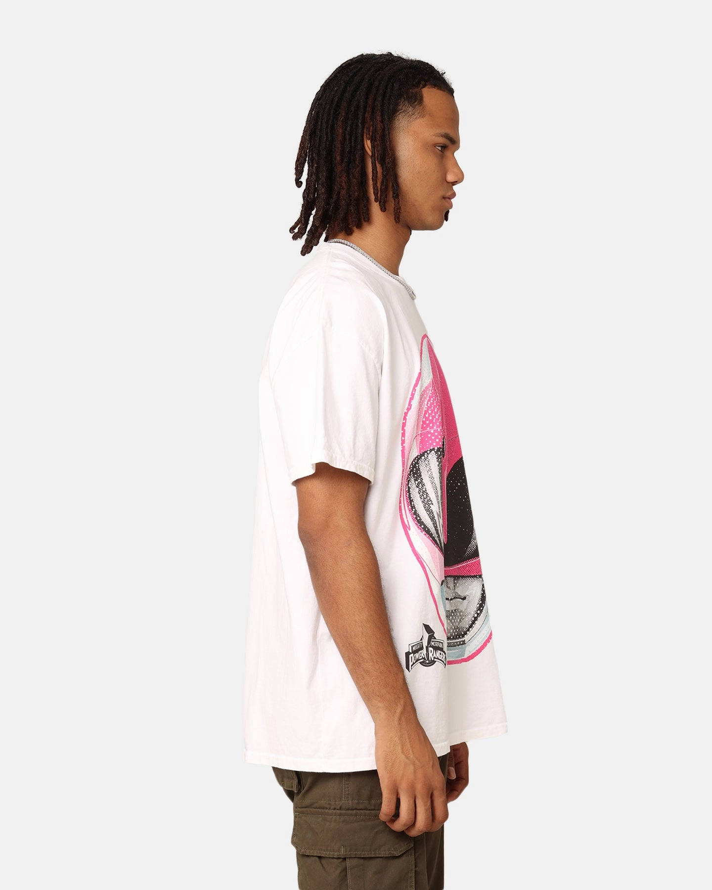American Thrift X Power Rangers Pink Ranger Big Head Heavyweight T-Shirt White
