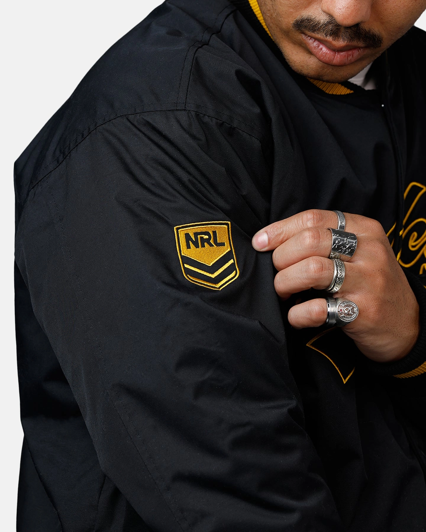 Bleacher Athletic NRL 2025 Las Vegas Round Bomber Jacket Black/Gold
