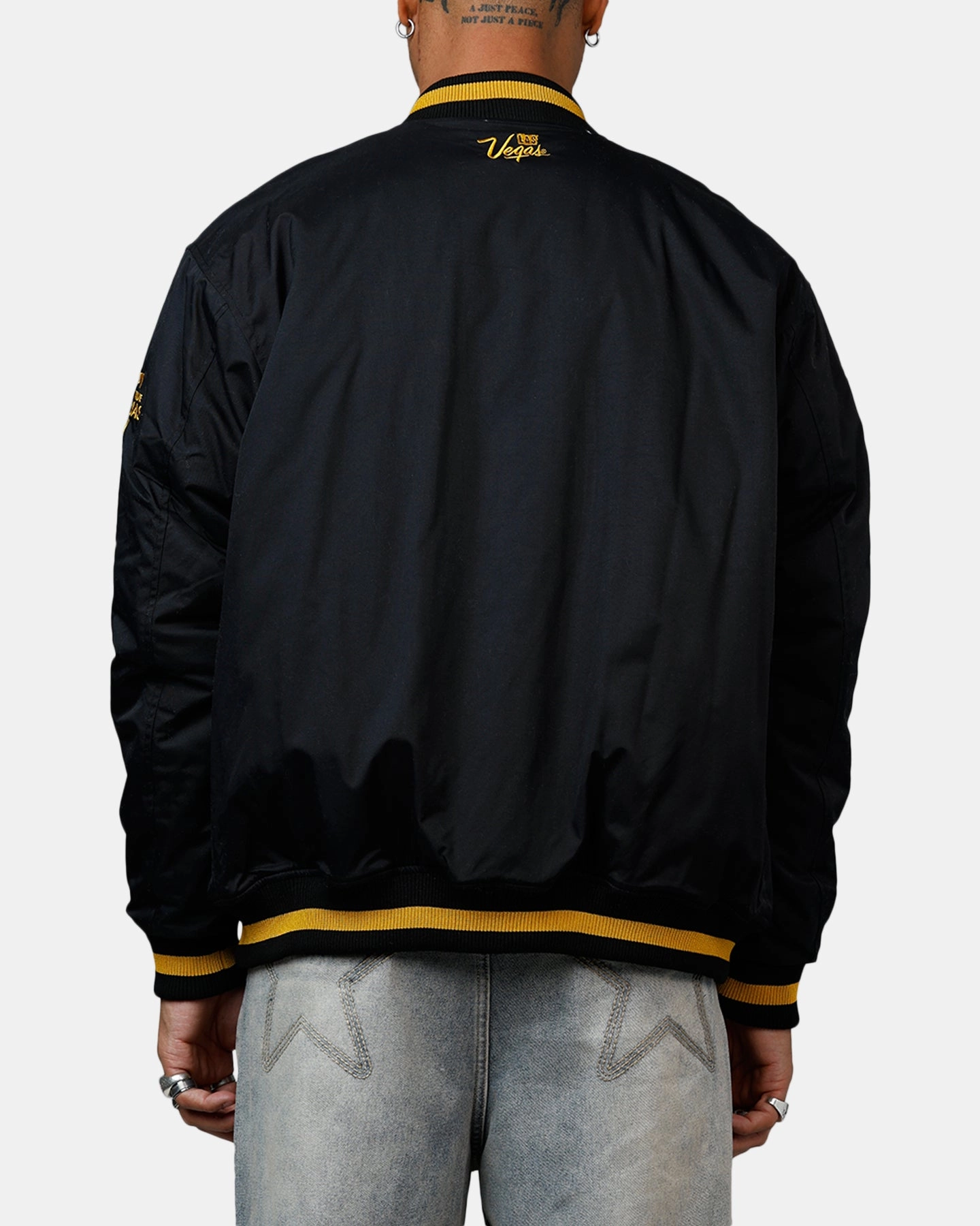 Bleacher Athletic NRL 2025 Las Vegas Round Bomber Jacket Black/Gold