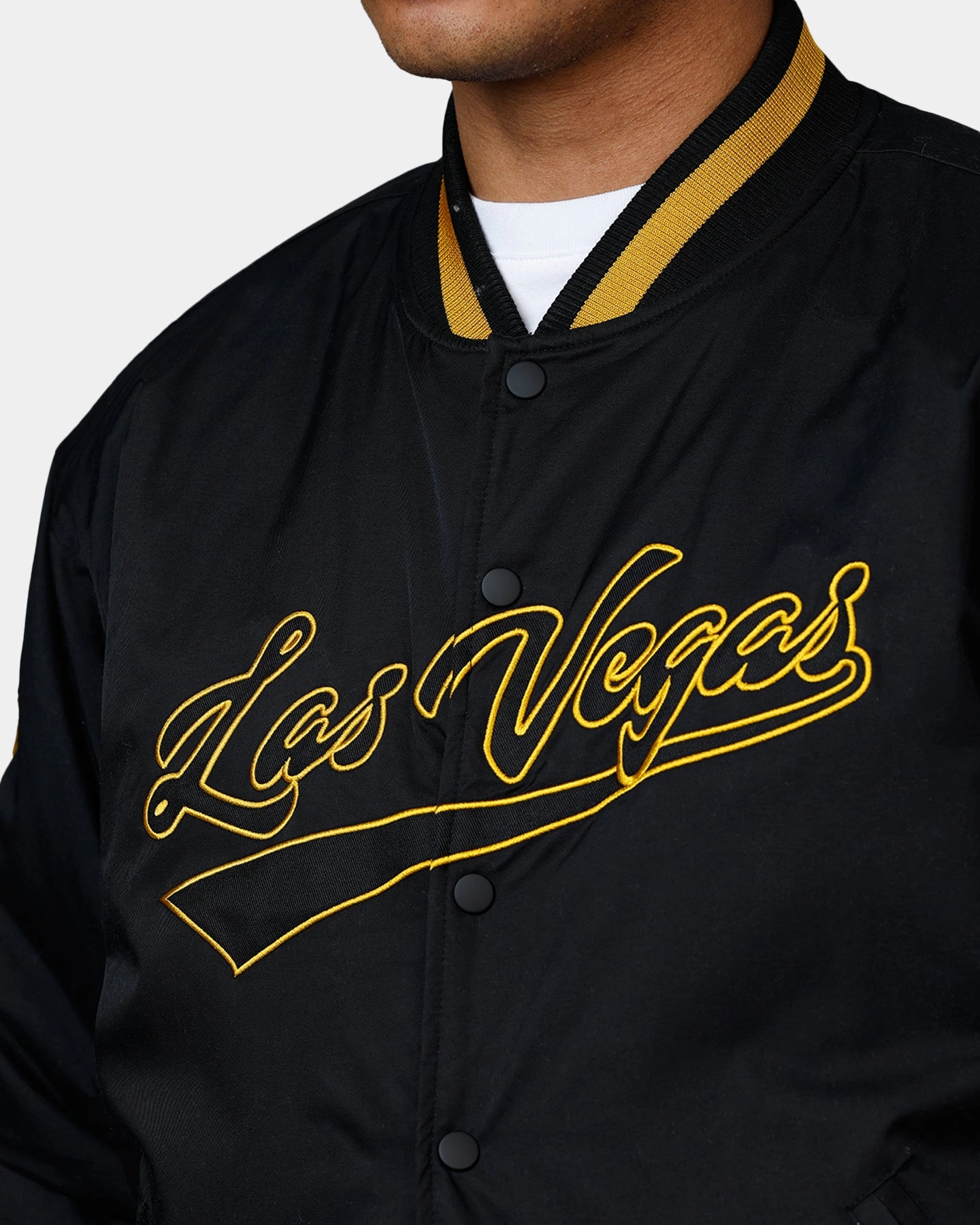 Bleacher Athletic NRL 2025 Las Vegas Round Bomber Jacket Black/Gold