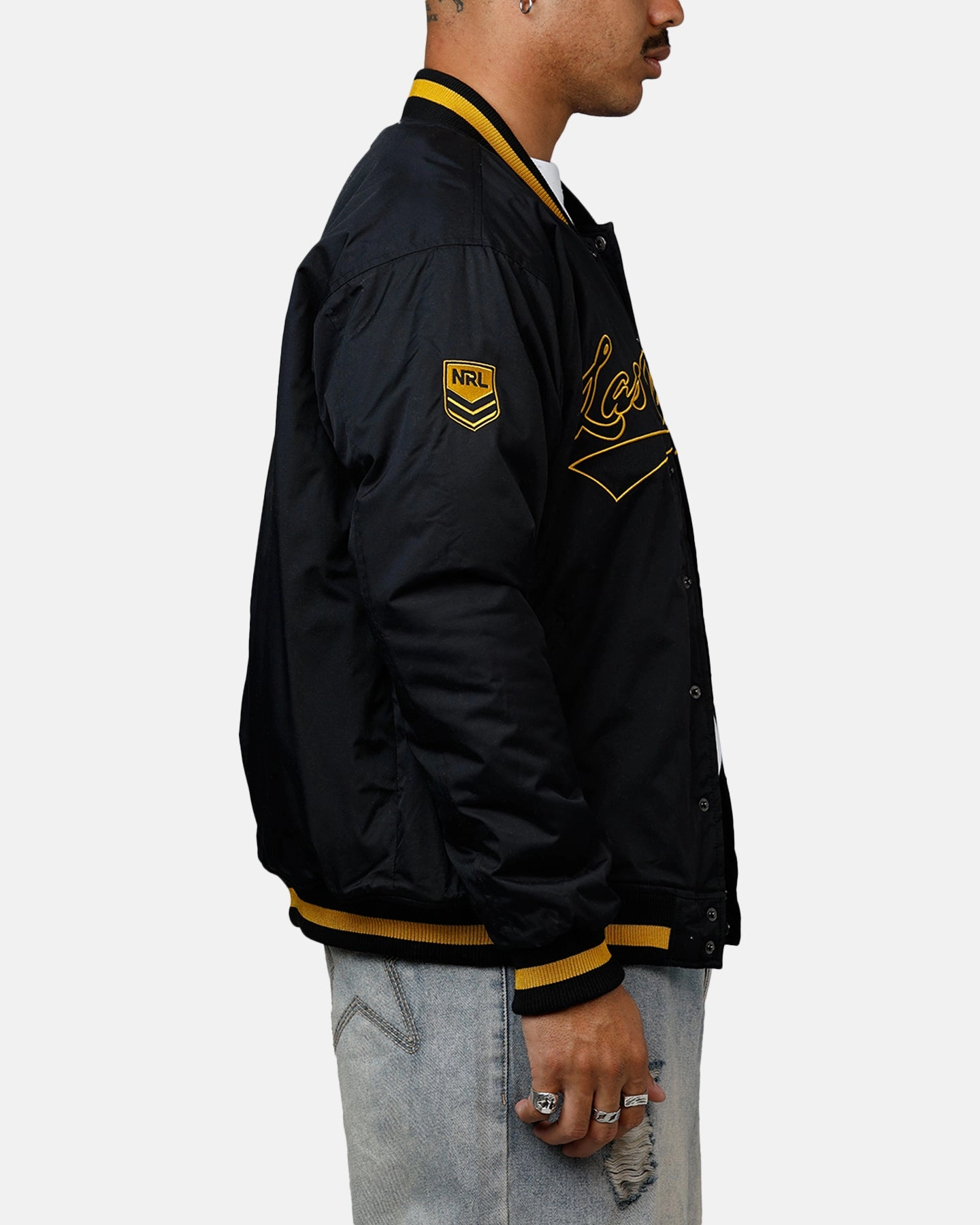 Bleacher Athletic NRL 2025 Las Vegas Round Bomber Jacket Black/Gold