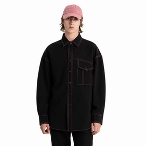 Contrast Stitching Shirt 'Black'