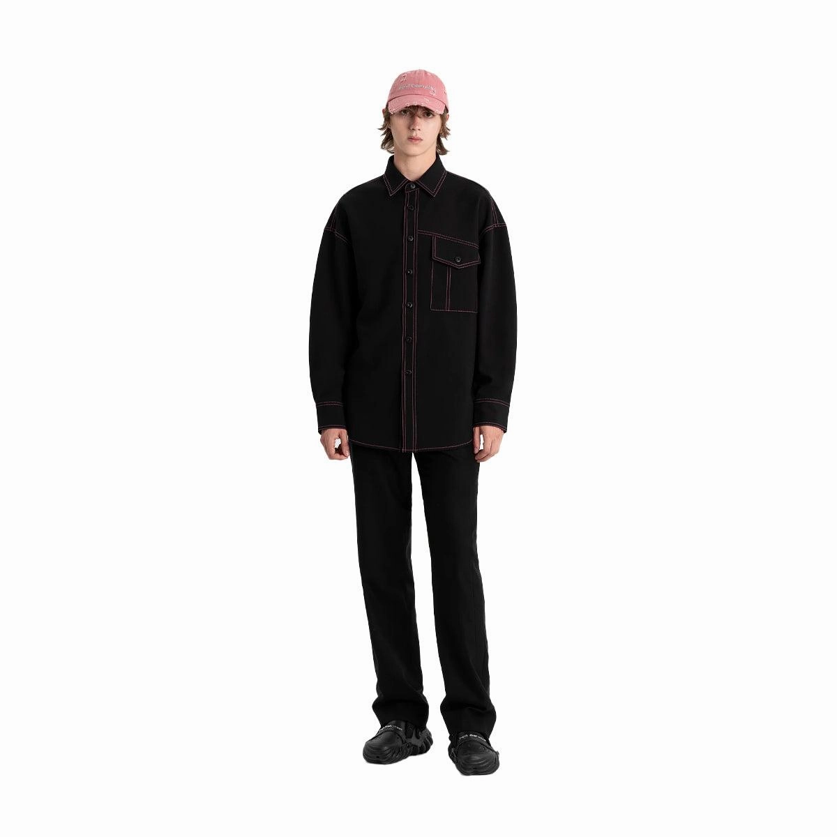 Contrast Stitching Shirt 'Black'