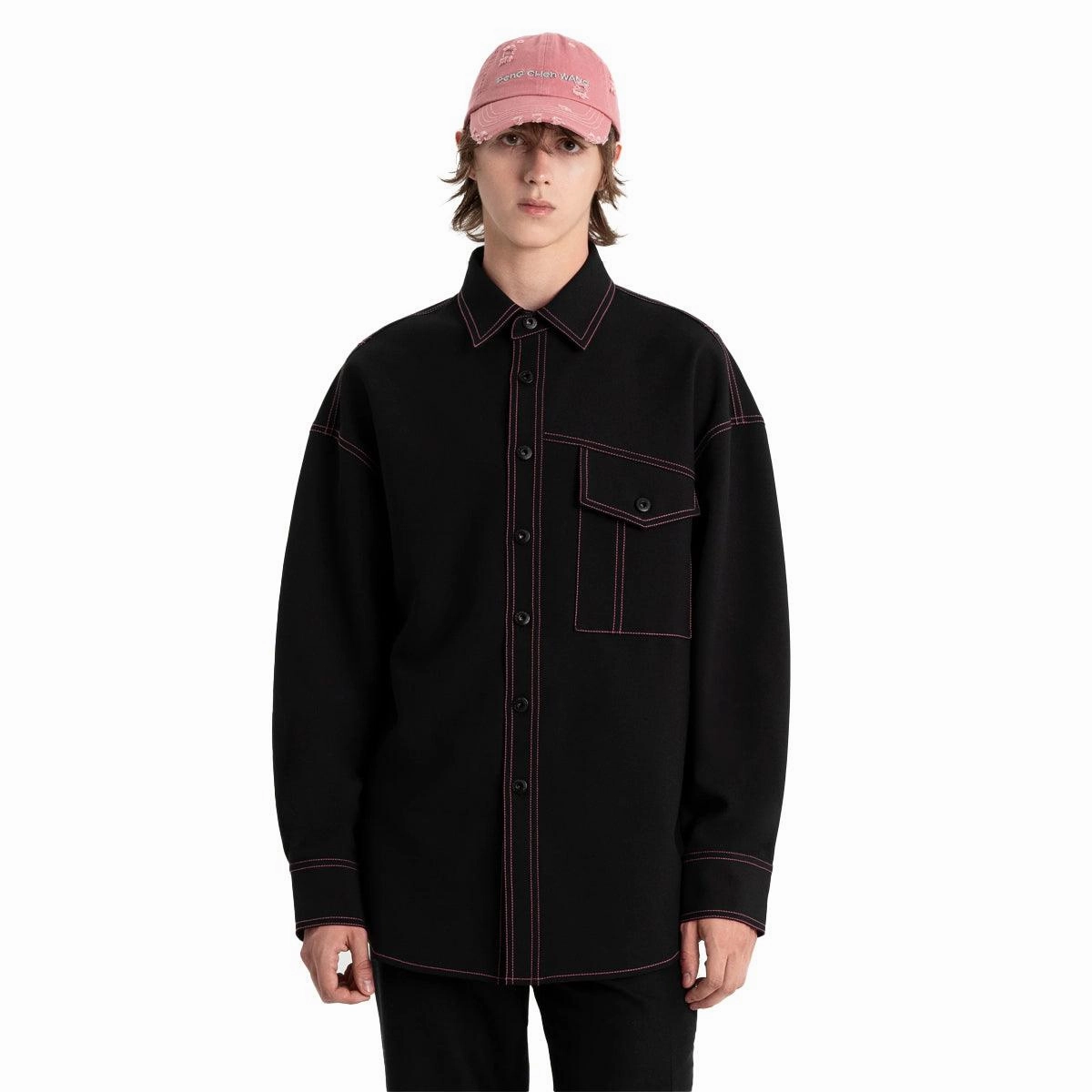 Contrast Stitching Shirt 'Black'