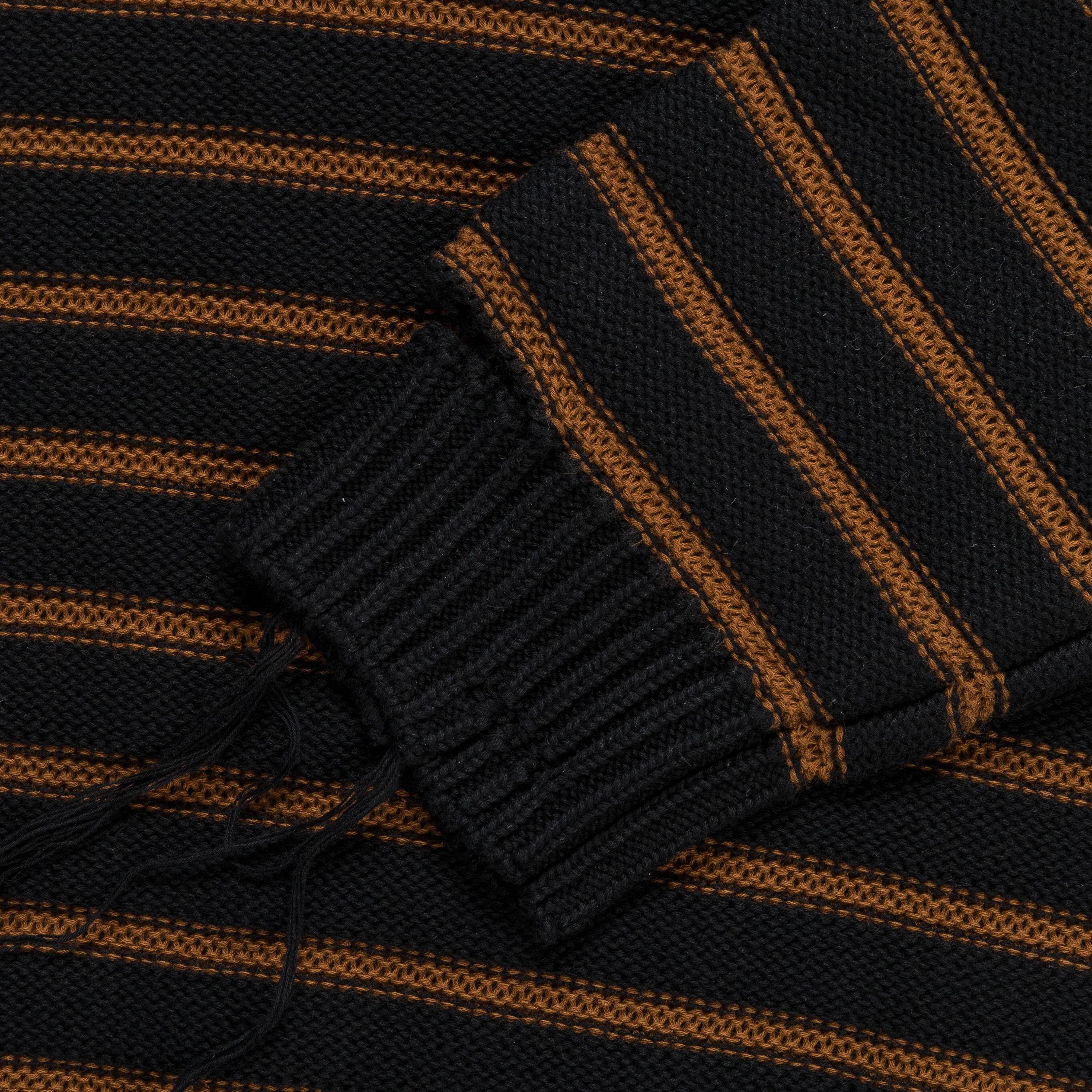 Distressed Striped Sweater - Black/Red