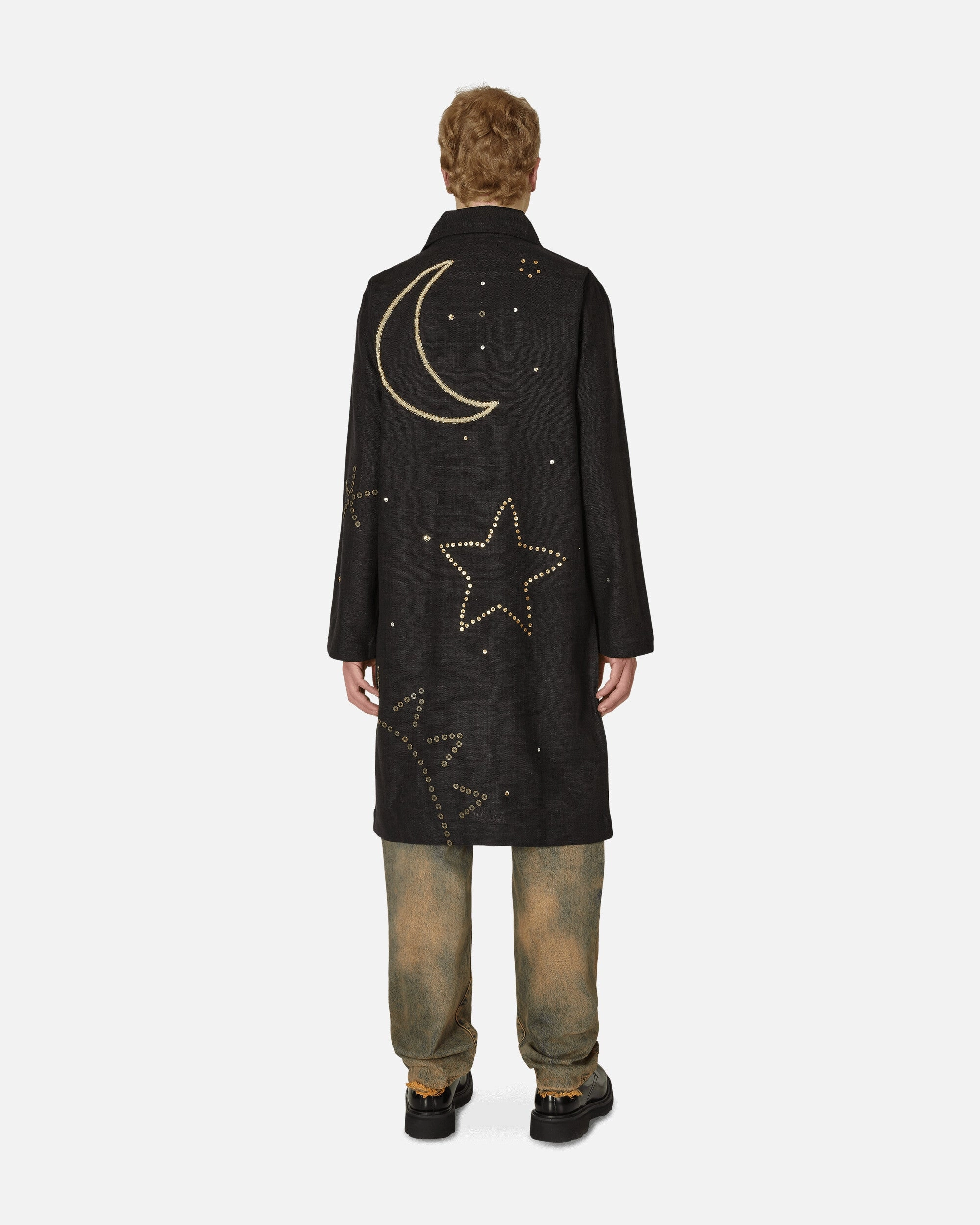 Embroidered Constellation Coat Black