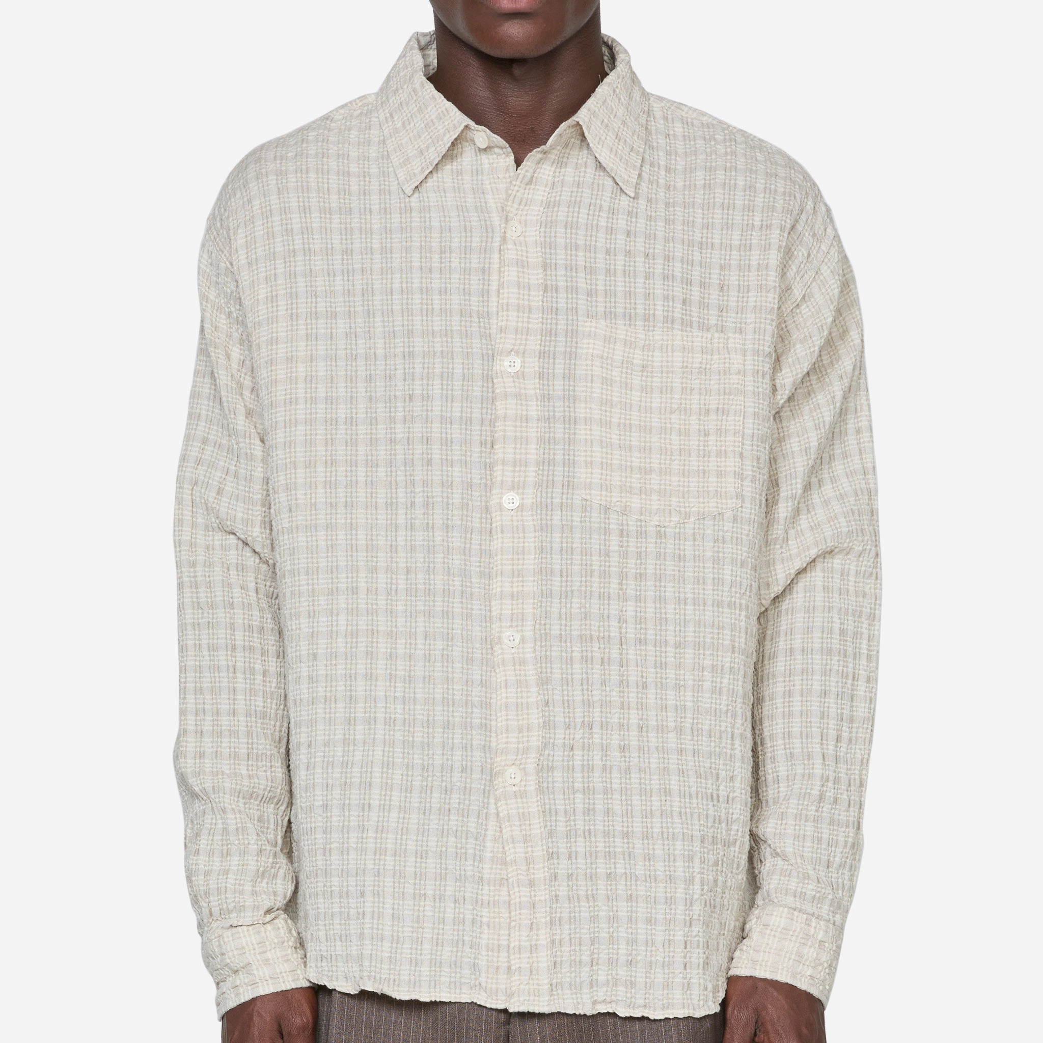 Executive Shirt Beige Structure Check