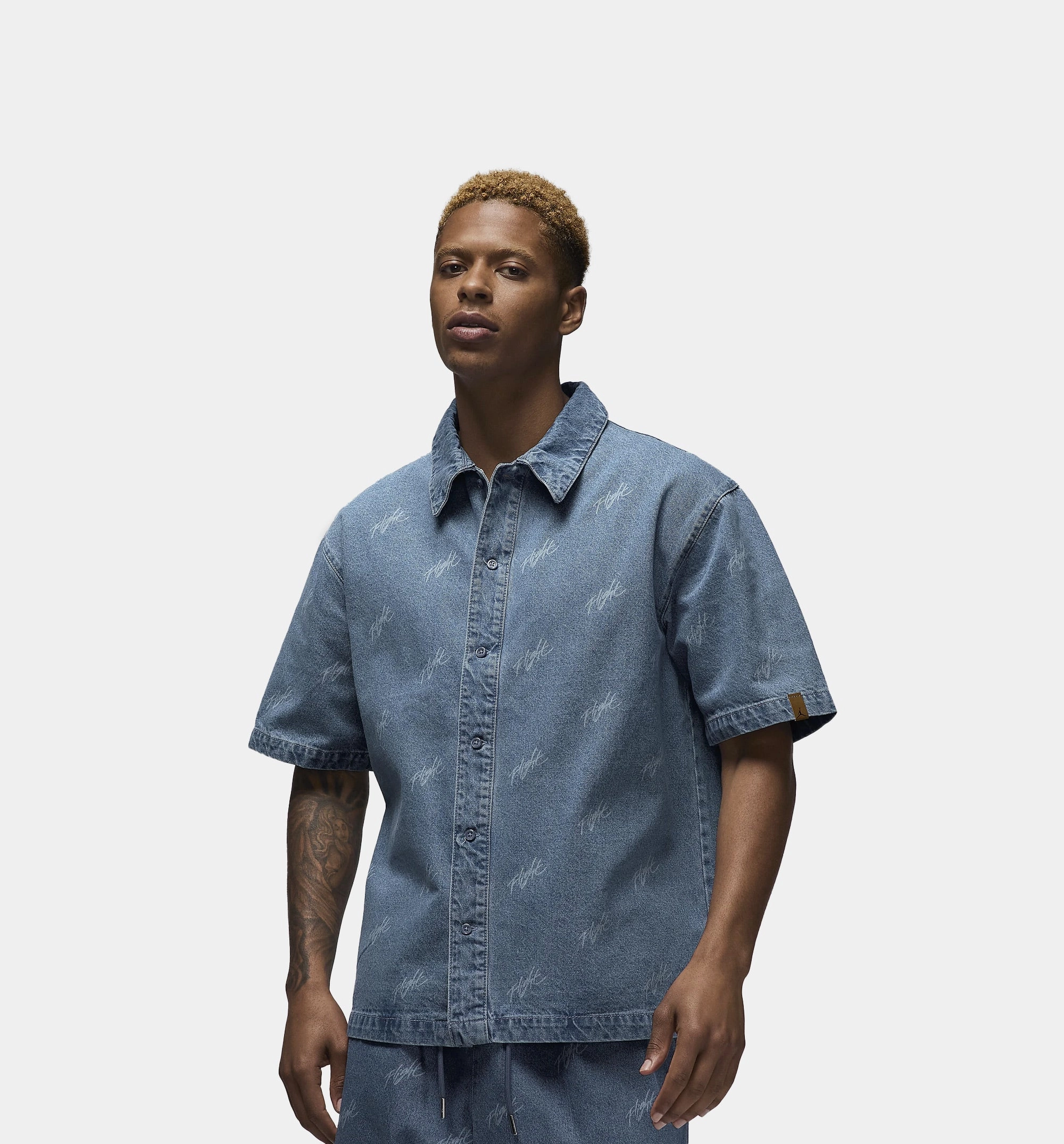 Flight Heritage Denim Mens Short Sleeve Shirt - Blue