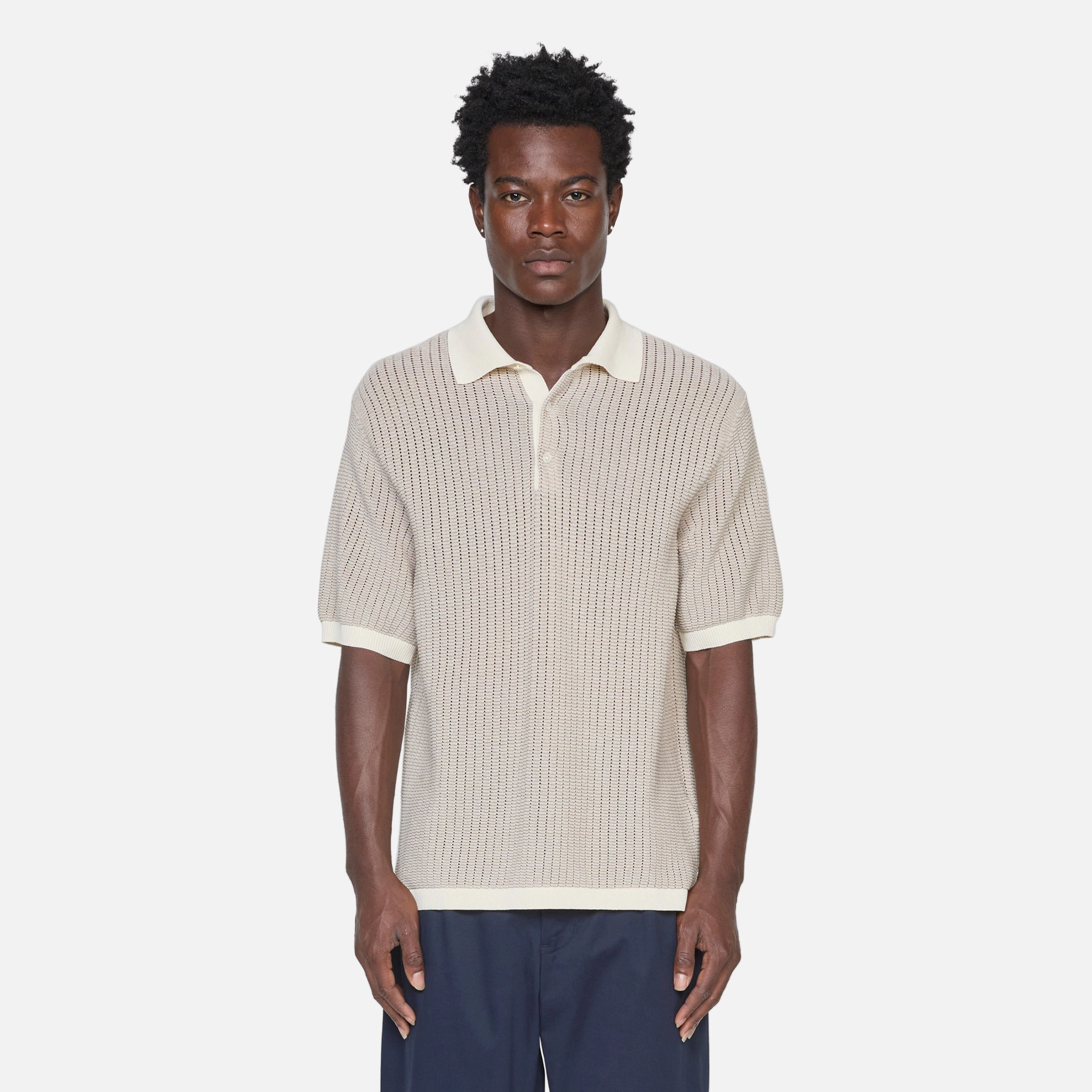 Knit Polo WASHI 2 Tone Off White