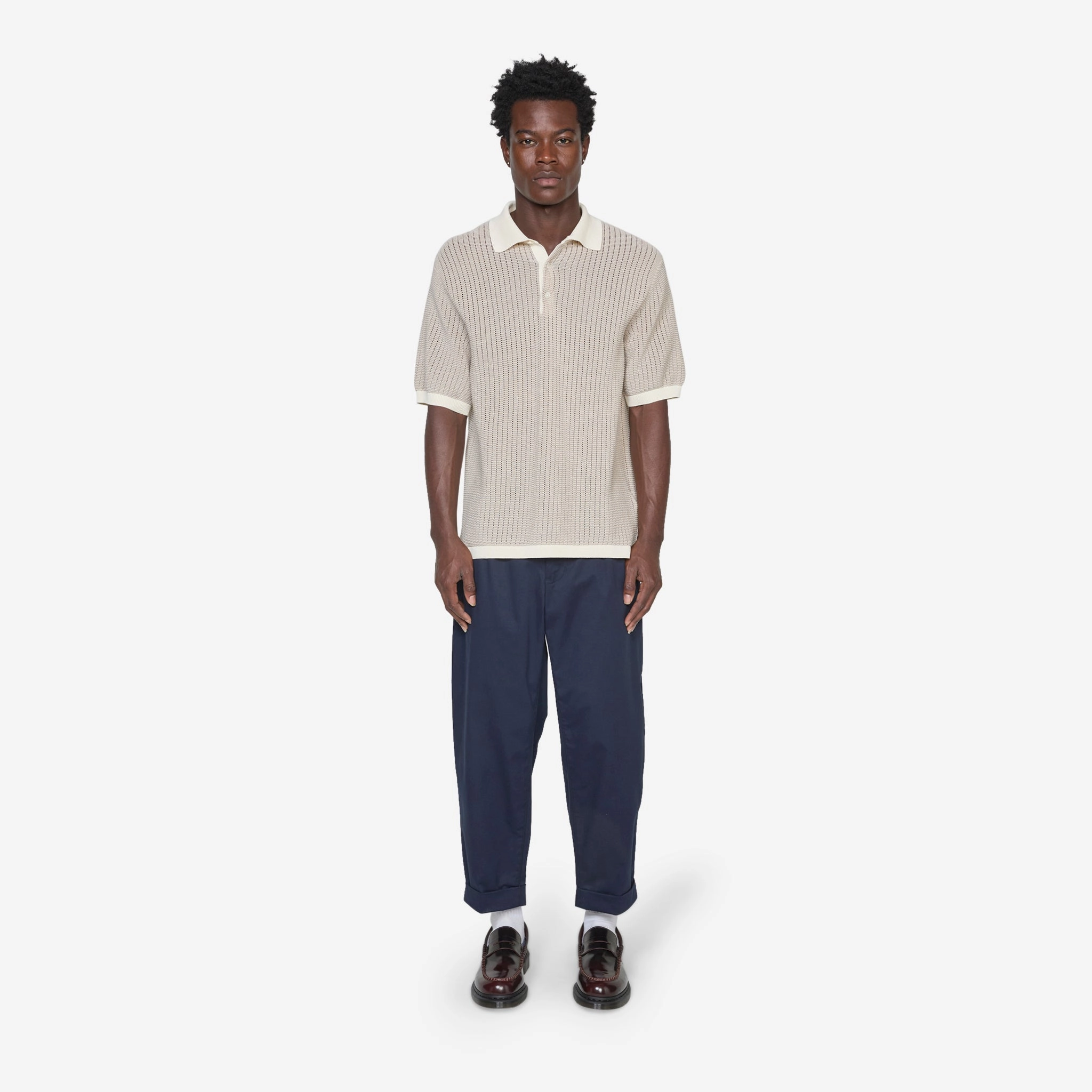 Knit Polo WASHI 2 Tone Off White