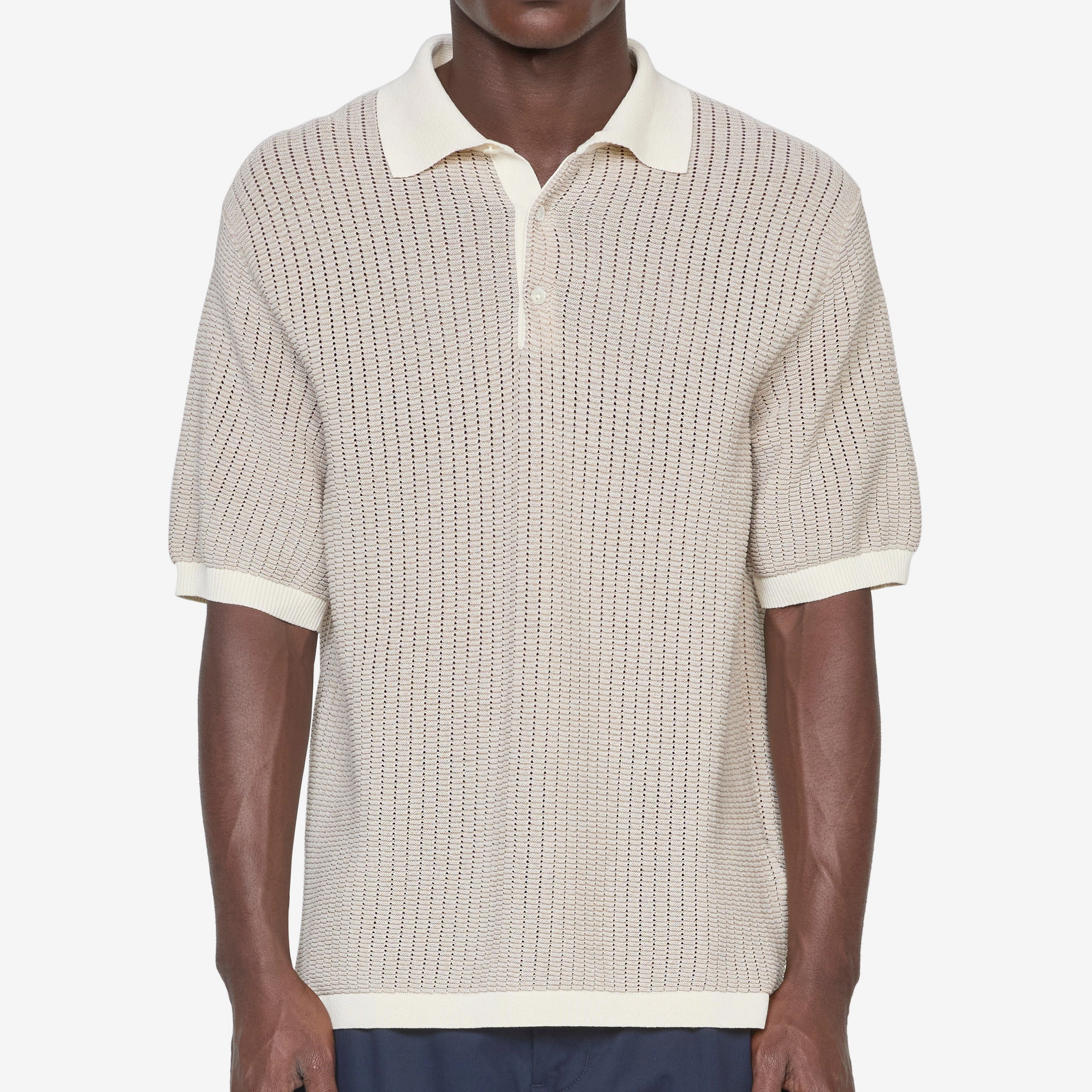 Knit Polo WASHI 2 Tone Off White
