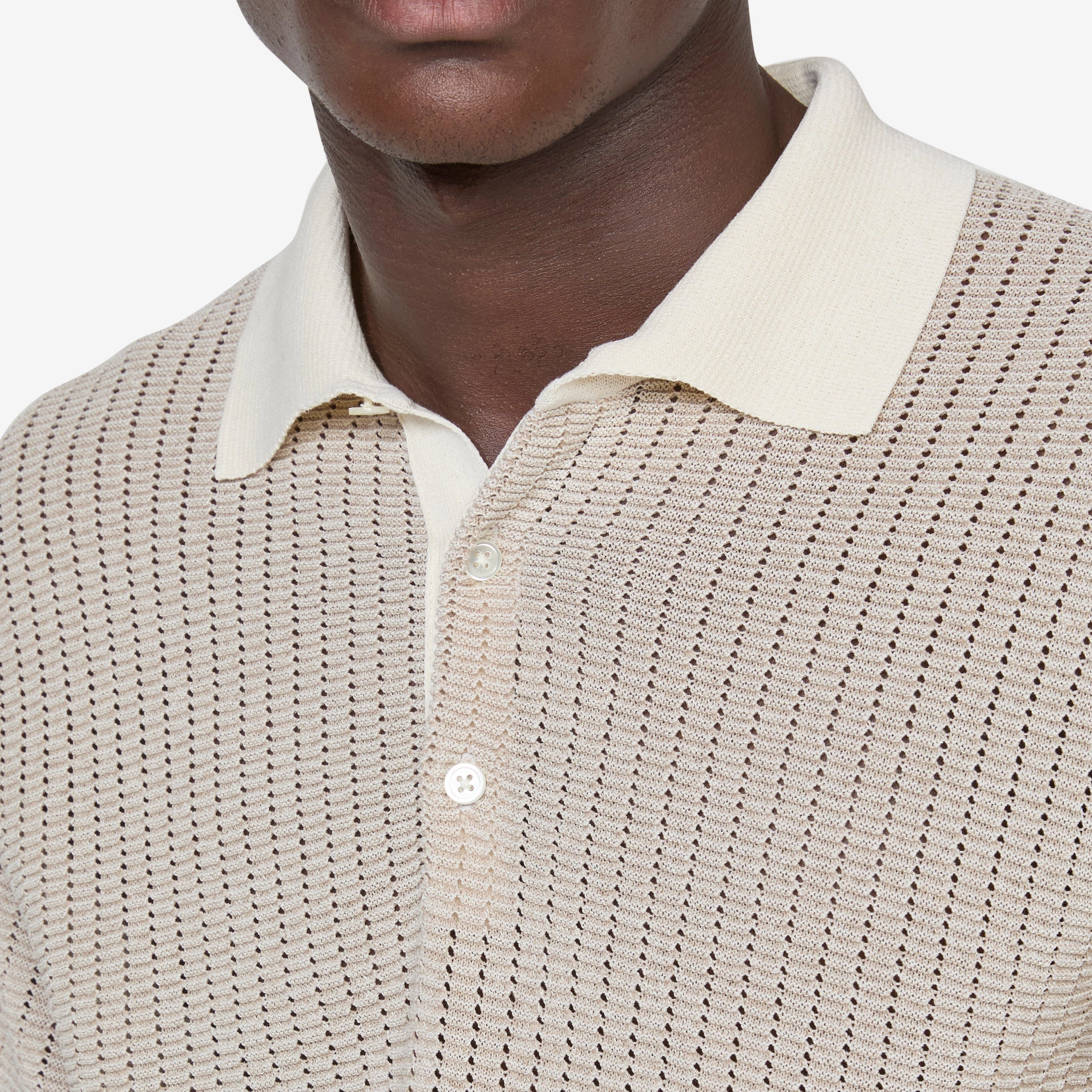 Knit Polo WASHI 2 Tone Off White
