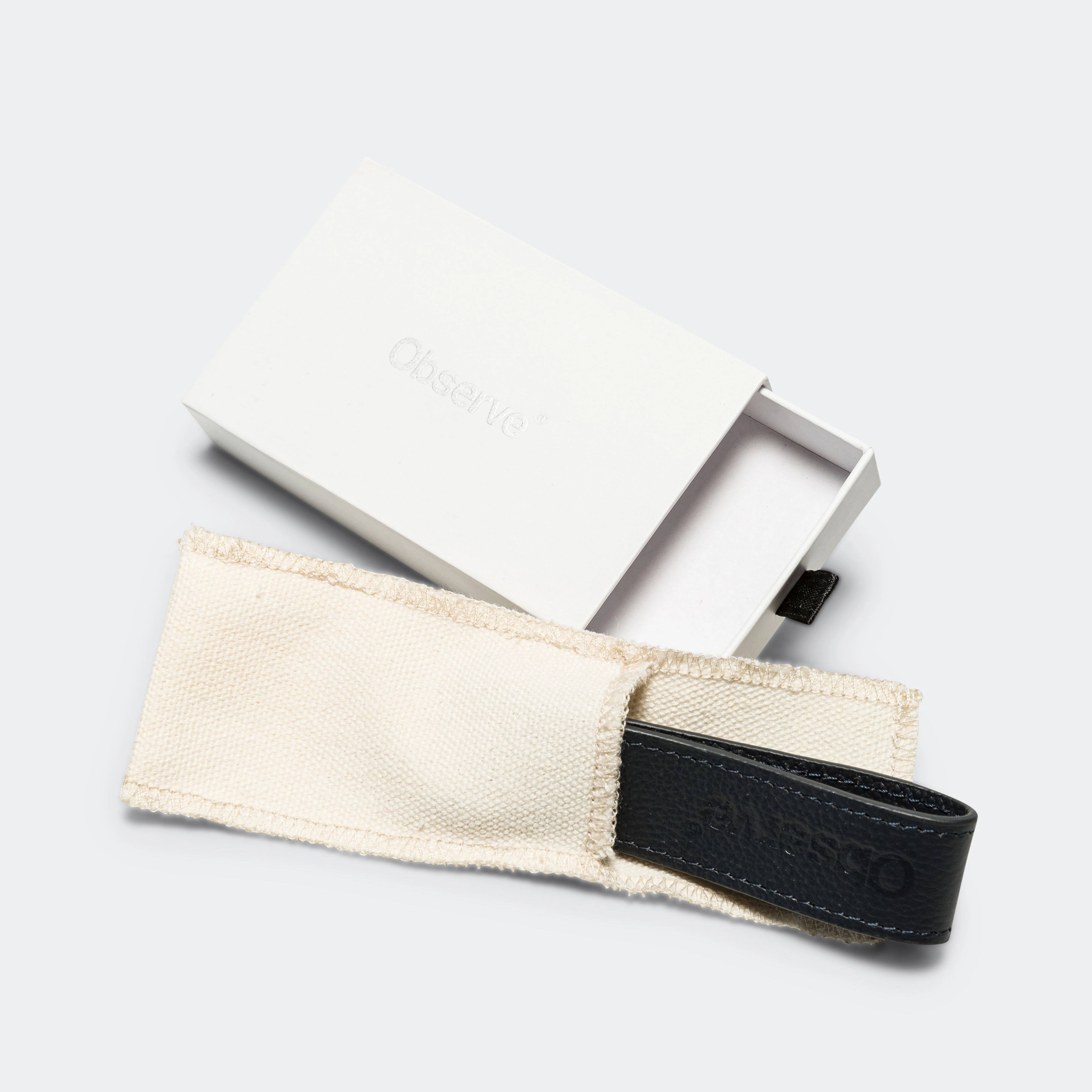 Leather Keyring - Navy