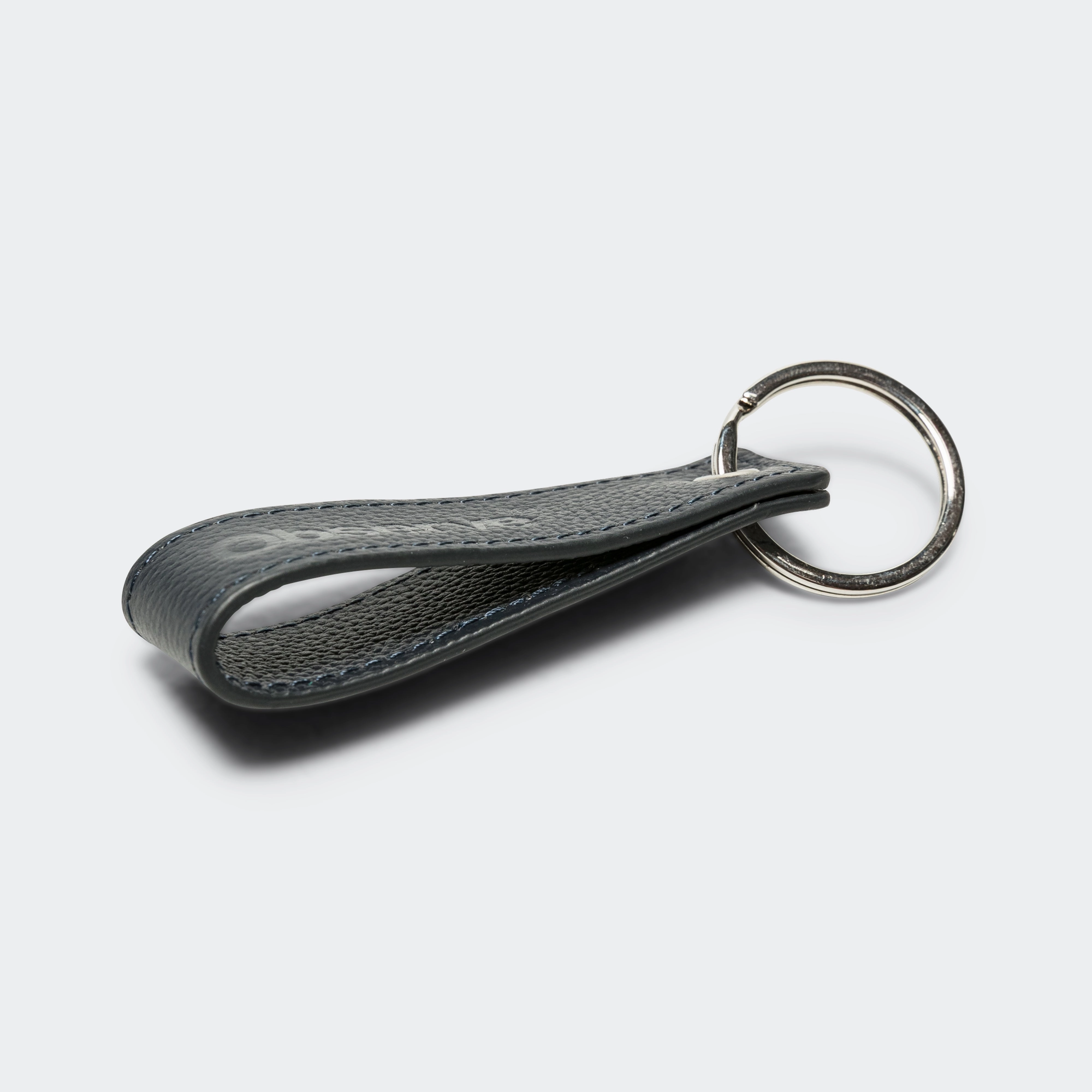 Leather Keyring - Navy