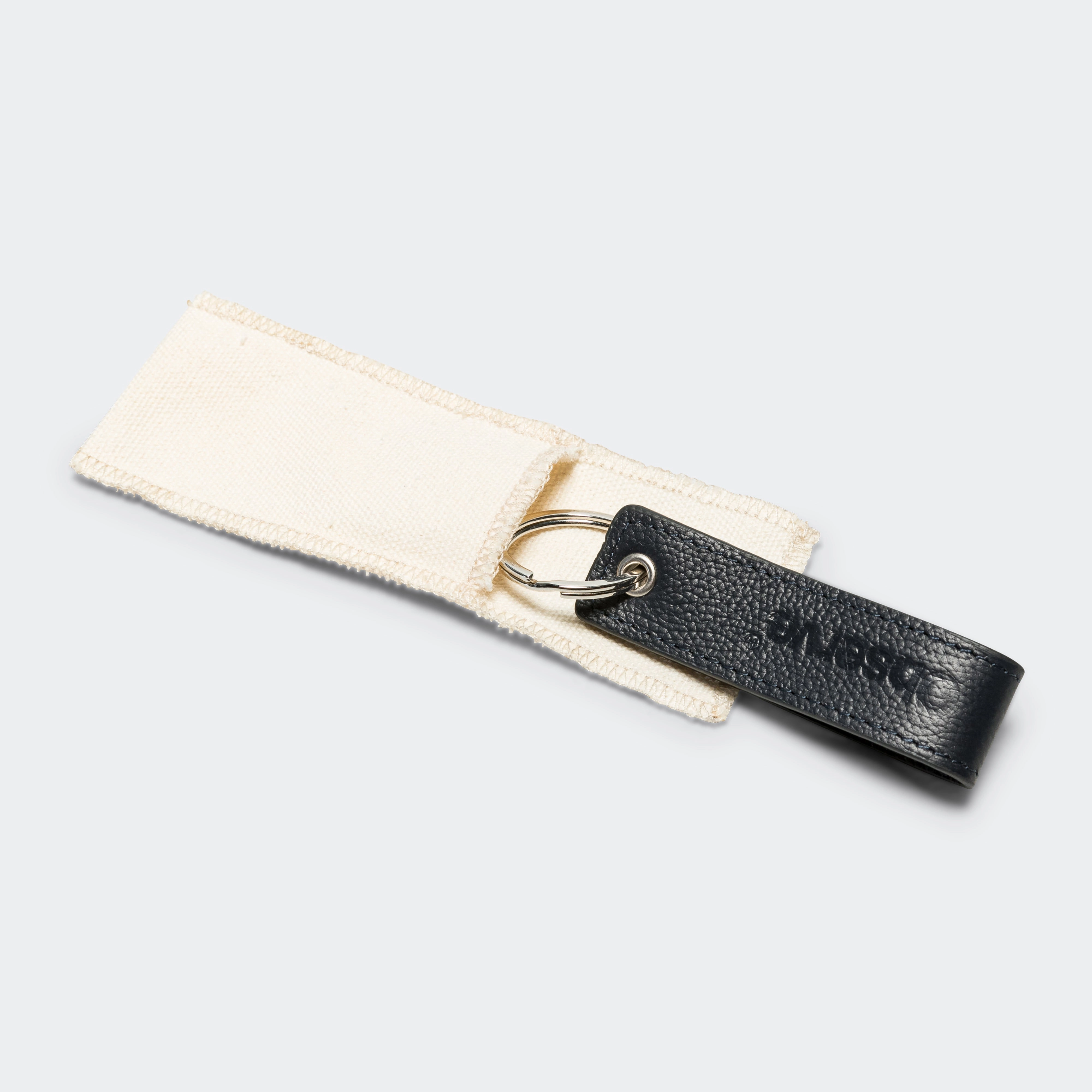 Leather Keyring - Navy