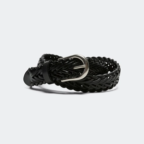 Leather Mesh Belt - Black