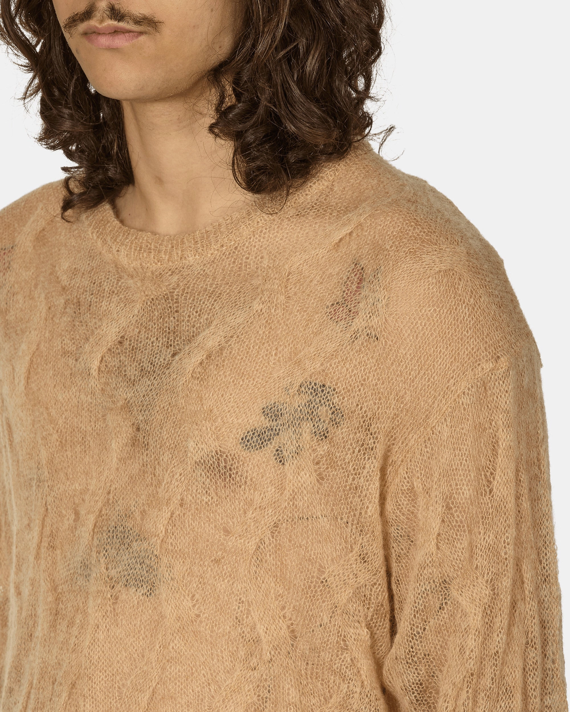 Loose Knit Cross Cable Sweater Sand