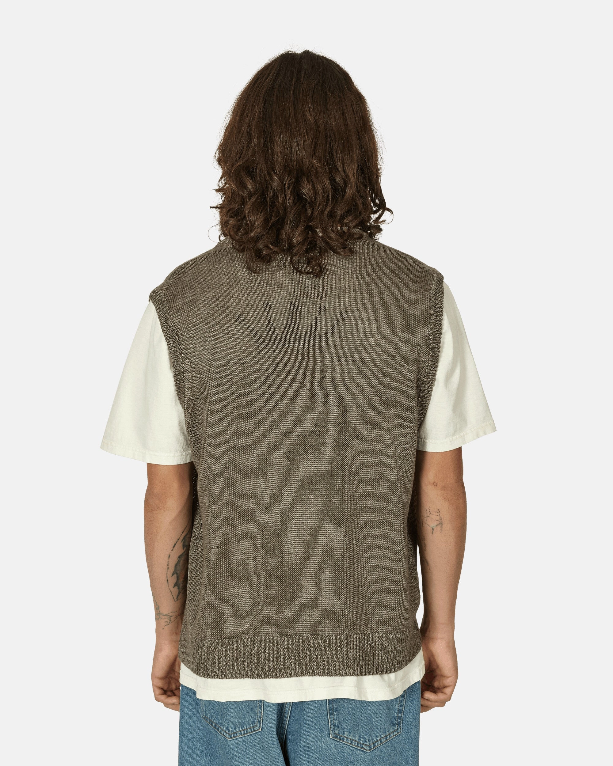 Loose Knit Linen Vest Stone