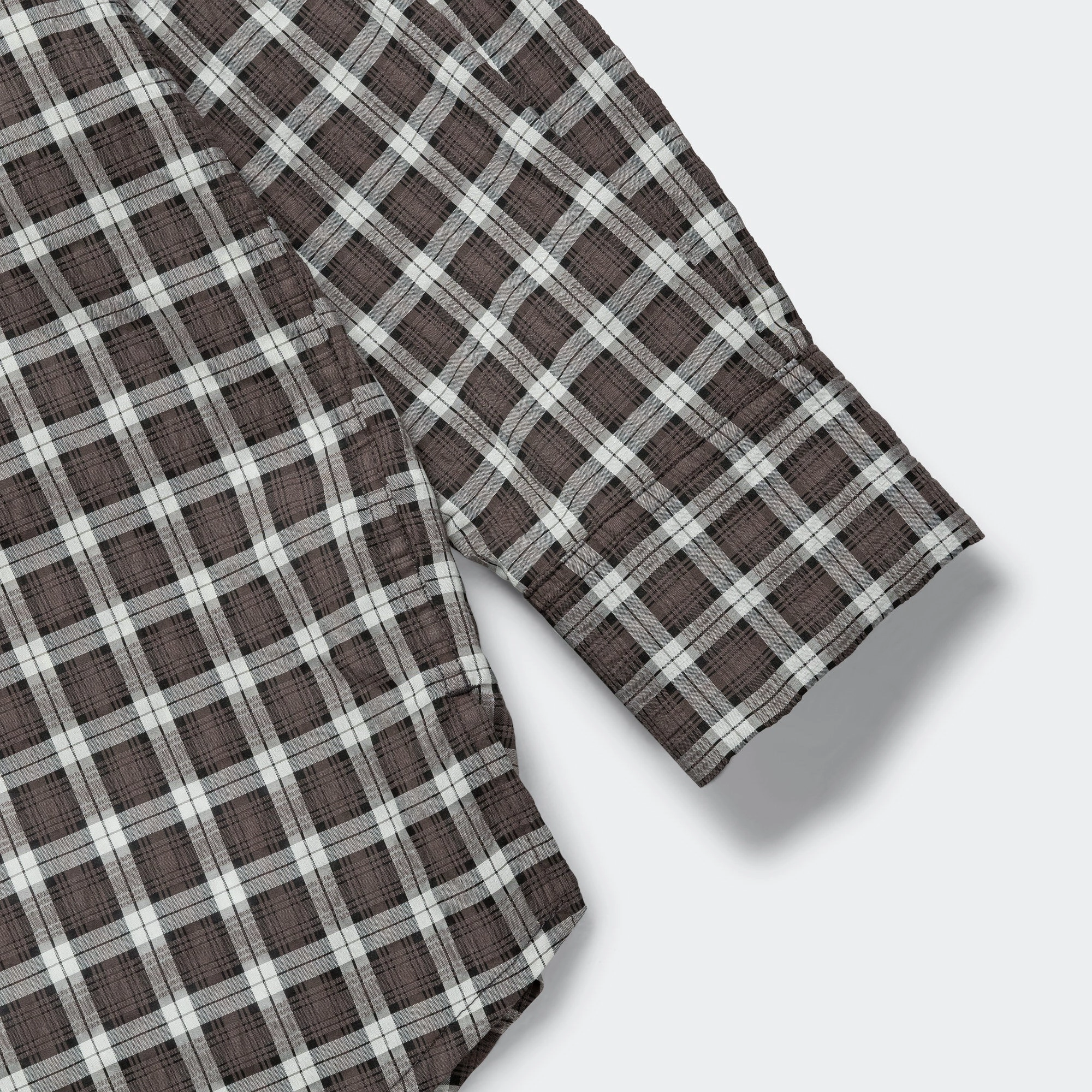 LS Pleated Box Shirt - Blue Checkered Cloth