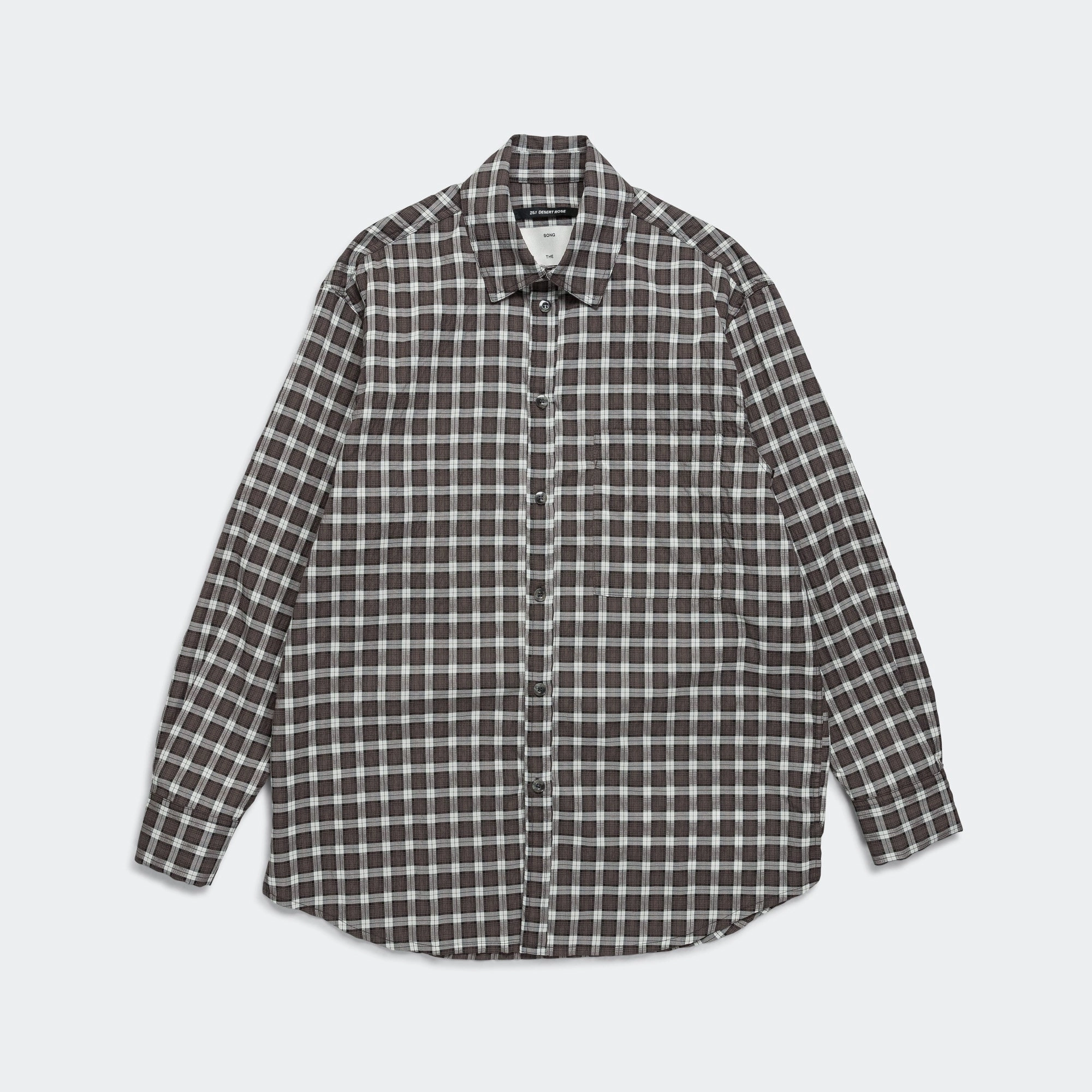 LS Pleated Box Shirt - Blue Checkered Cloth