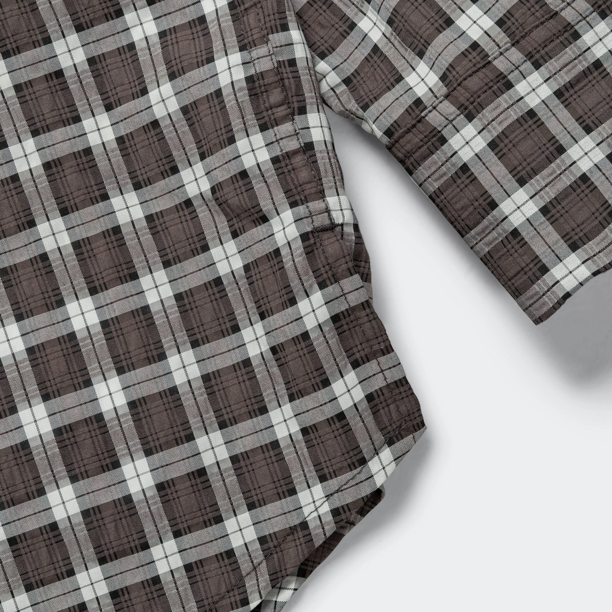 LS Pleated Box Shirt - Blue Checkered Cloth