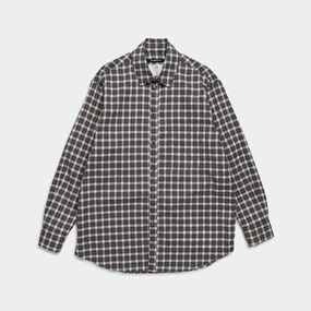 LS Pleated Box Shirt - Blue Checkered Cloth