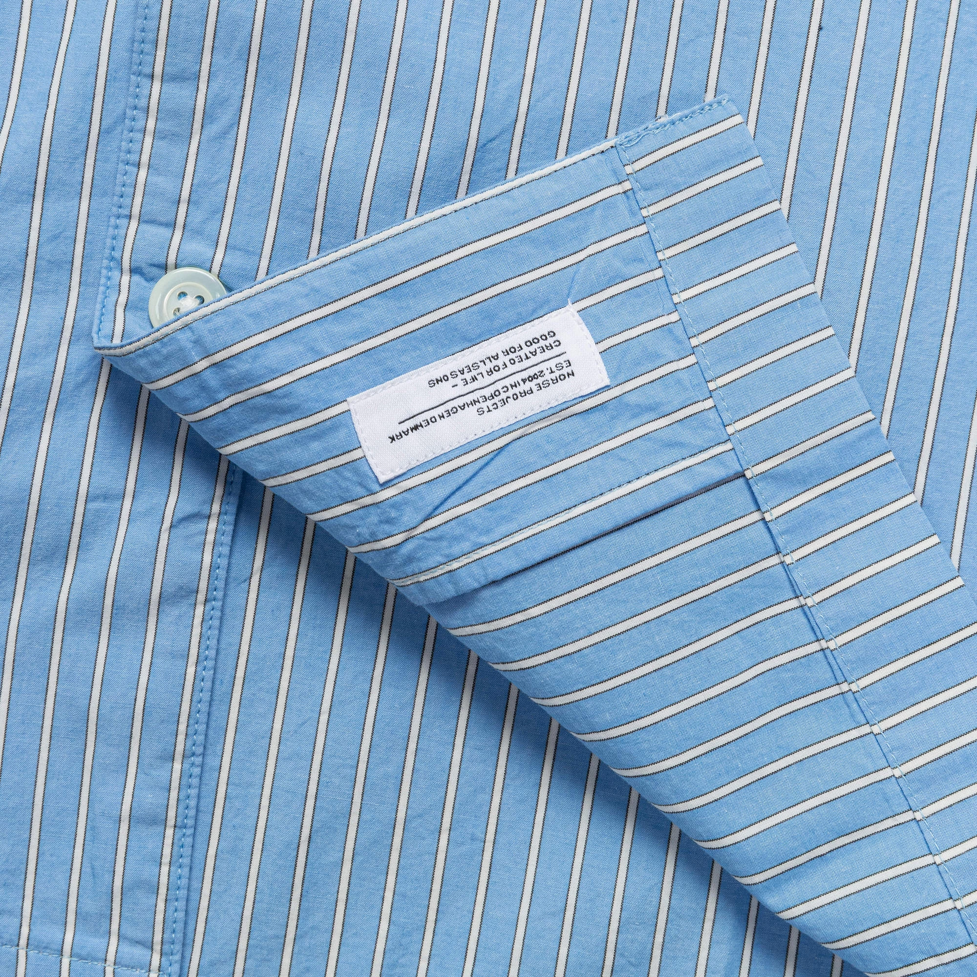 Mads Poplin Stripe SS - Navy