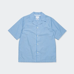 Mads Poplin Stripe SS - Navy