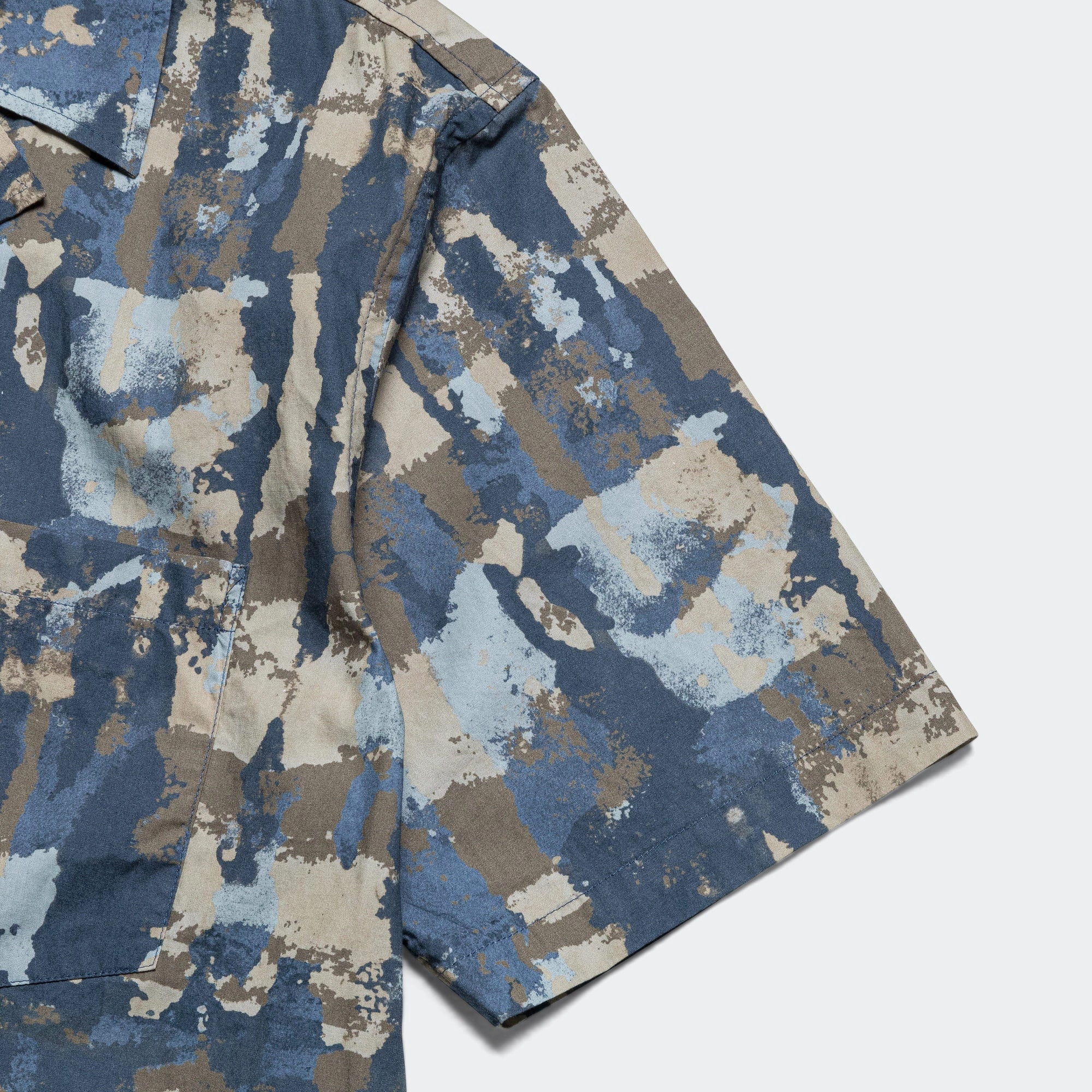 Mads Relaxed Print SS Shirt - Steel Blue