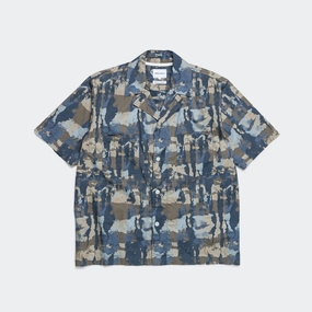 Mads Relaxed Print SS Shirt - Steel Blue