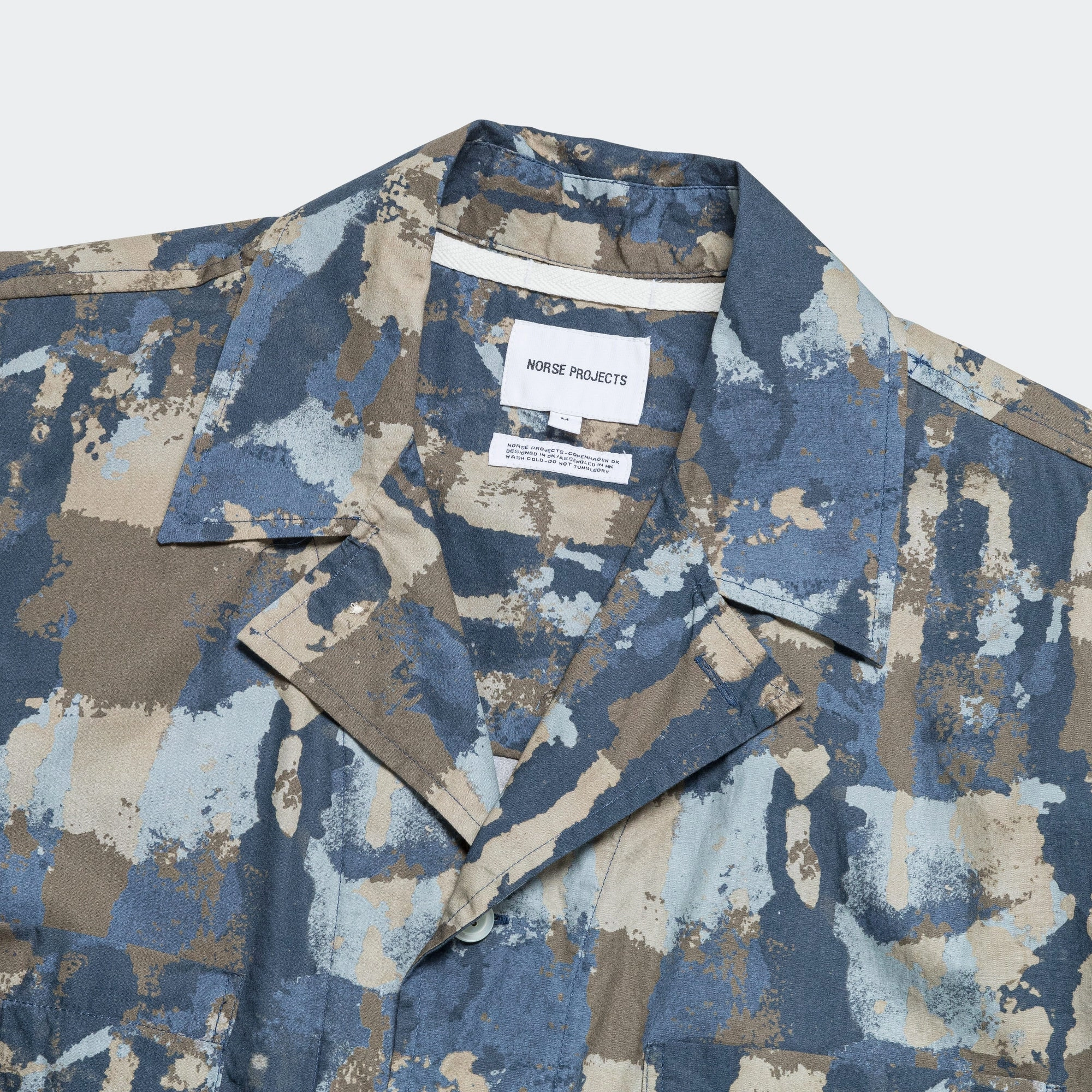 Mads Relaxed Print SS Shirt - Steel Blue