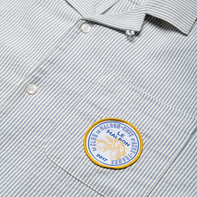Malbon Golf Saint Tropez Seersucker L/S Shirt - Blue
