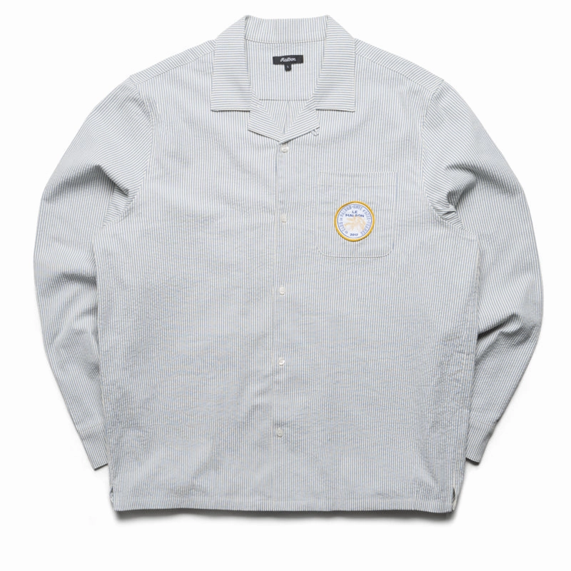 Malbon Golf Saint Tropez Seersucker L/S Shirt - Blue