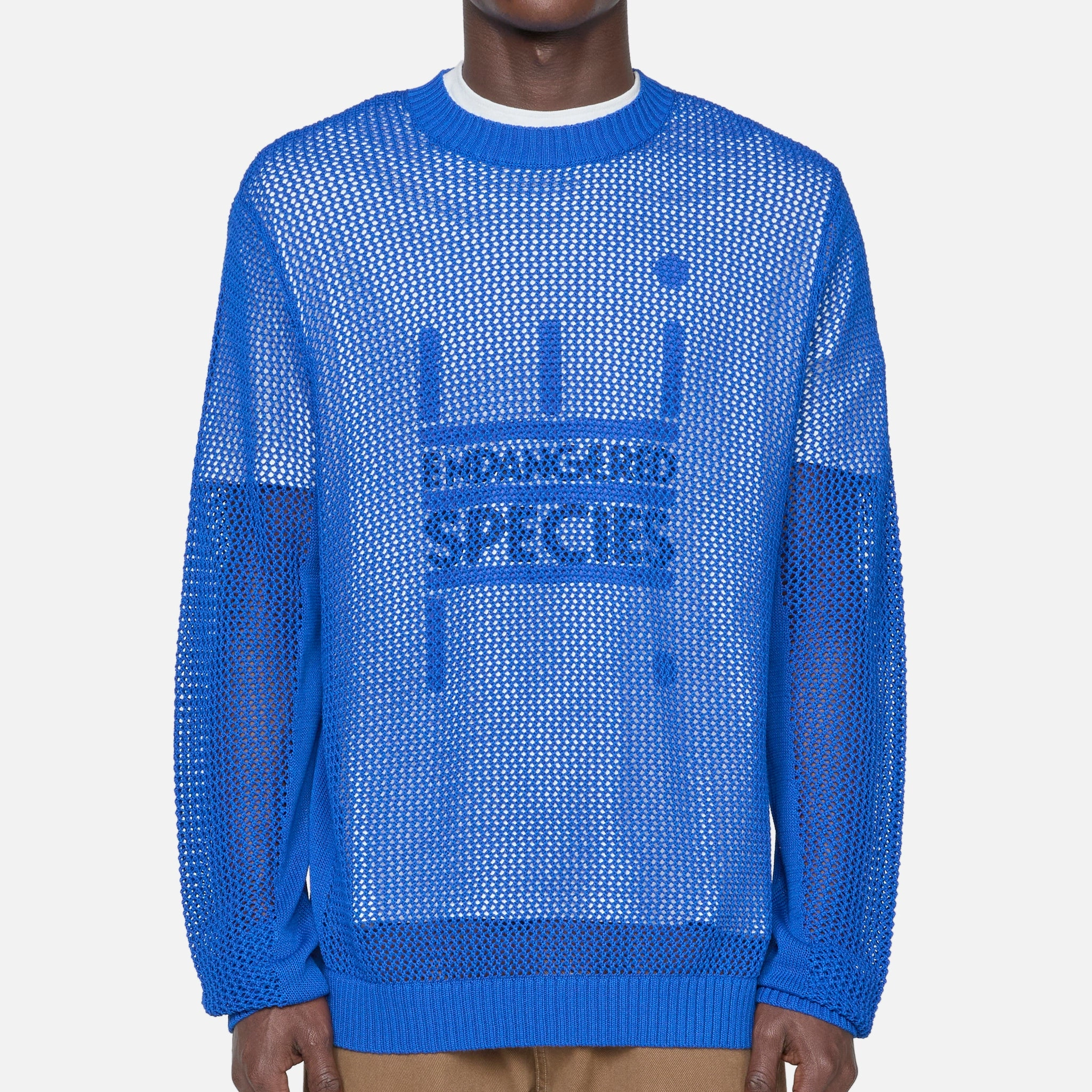 Mesh Knit Crew Cobalt Blue