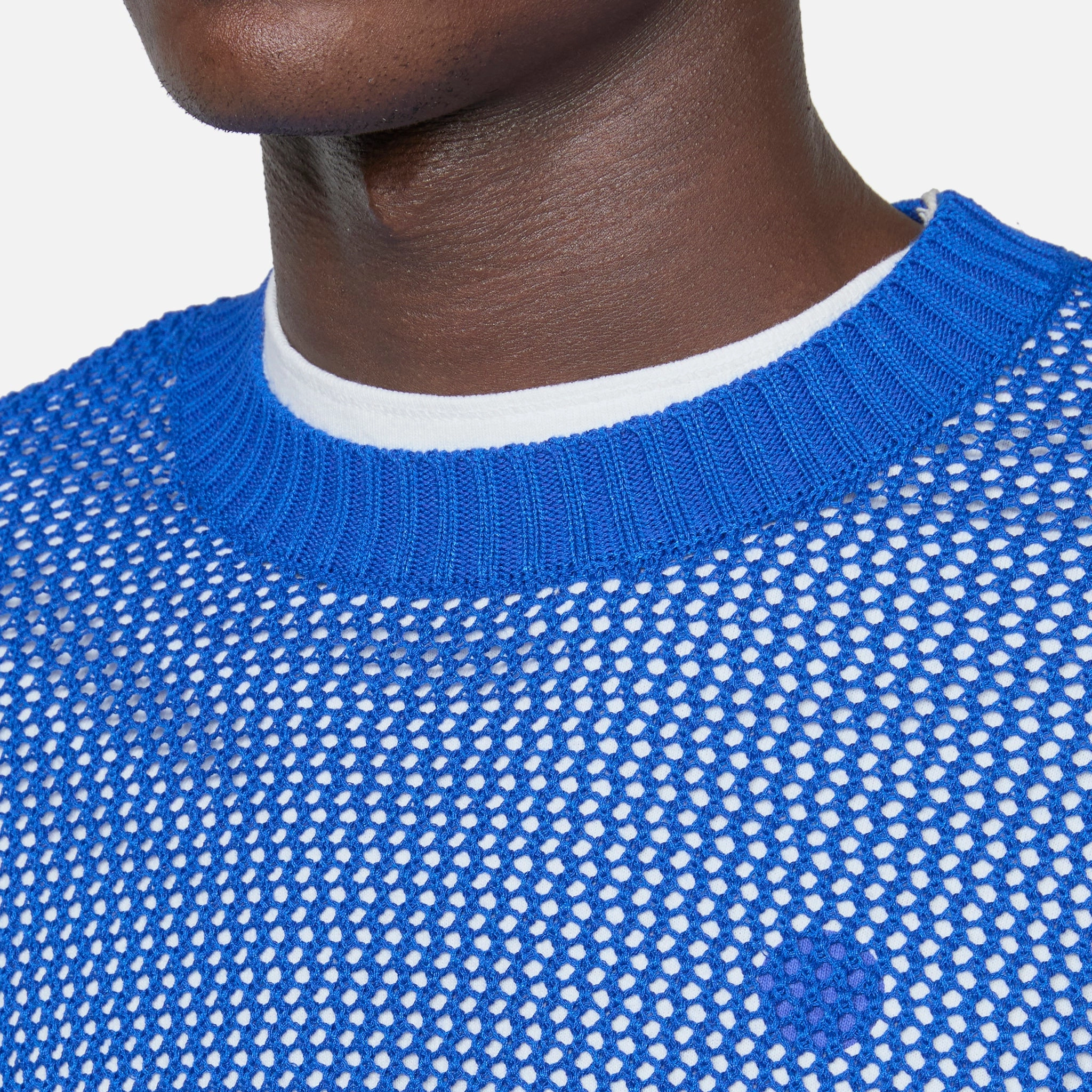 Mesh Knit Crew Cobalt Blue