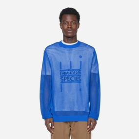 Mesh Knit Crew Cobalt Blue