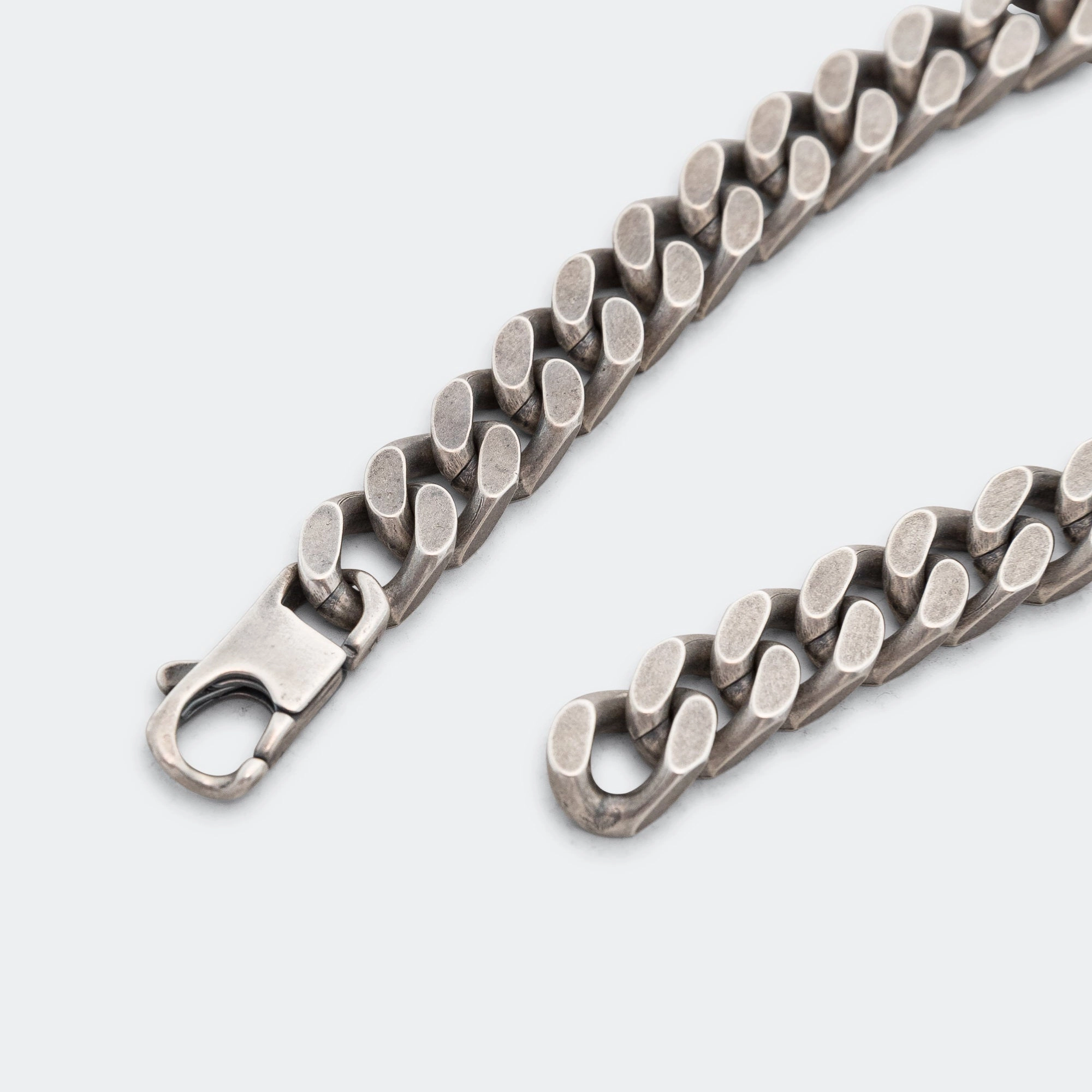 Minimal Logo Curb Bracelet - Silver Toned Brass