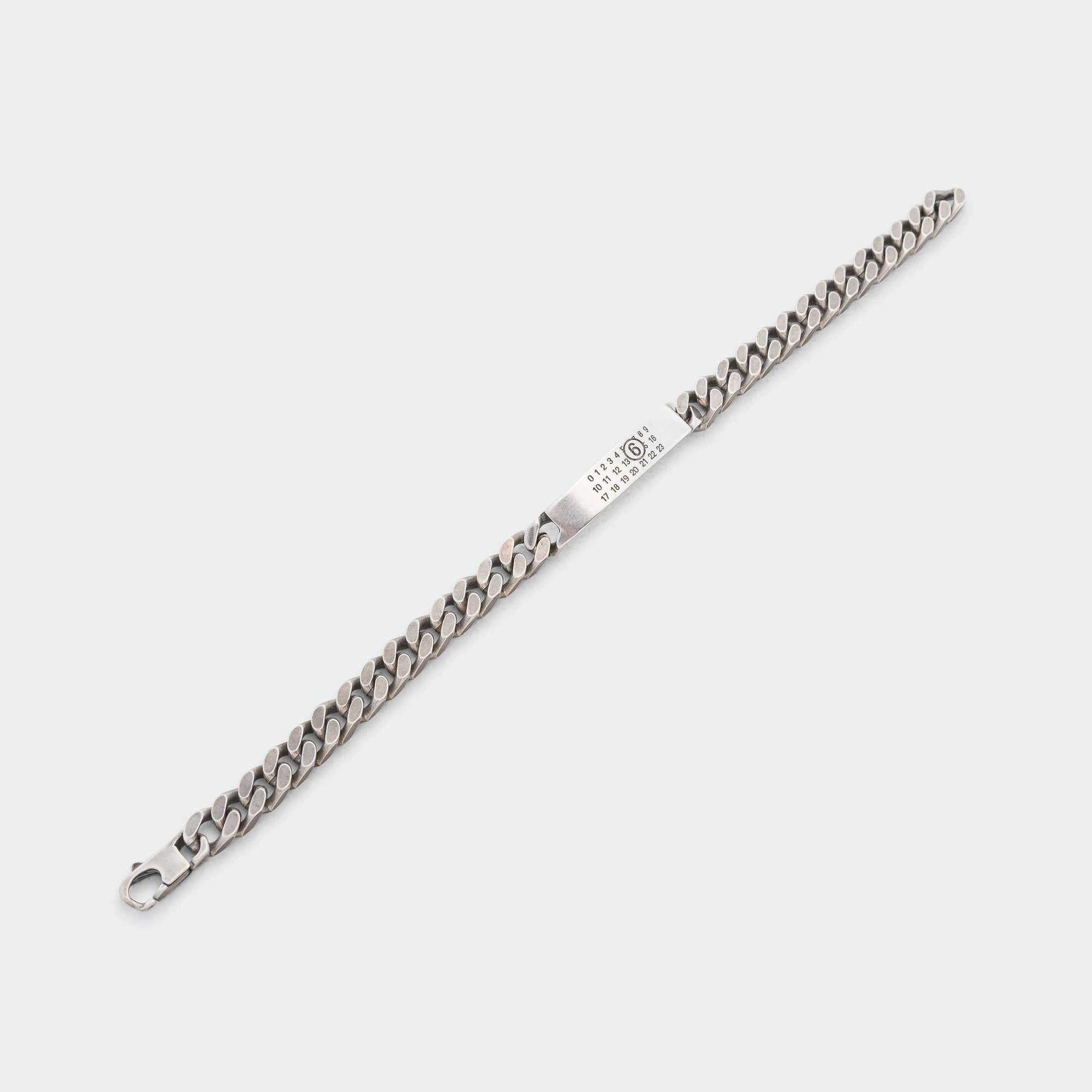 Minimal Logo Curb Bracelet - Silver Toned Brass