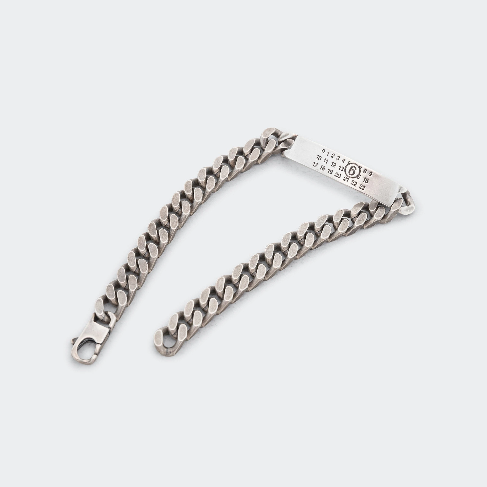 Minimal Logo Curb Bracelet - Silver Toned Brass