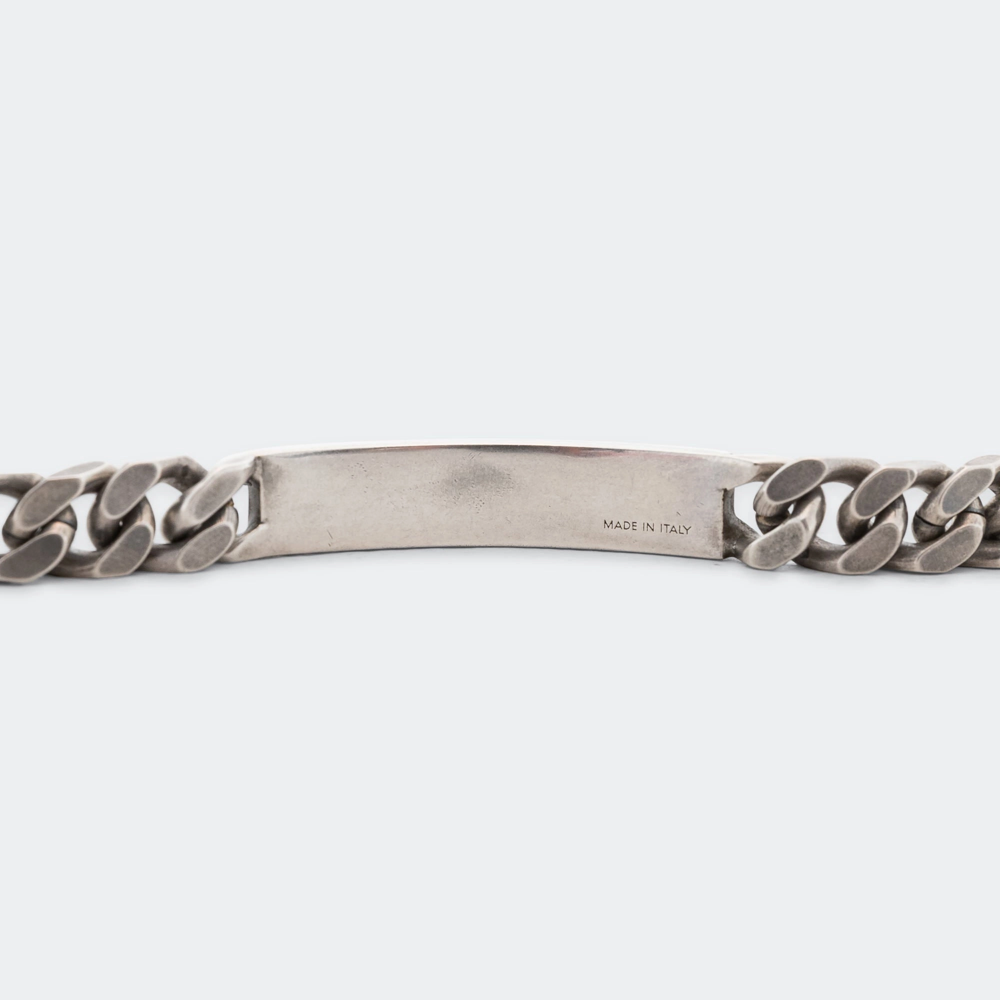 Minimal Logo Curb Bracelet - Silver Toned Brass