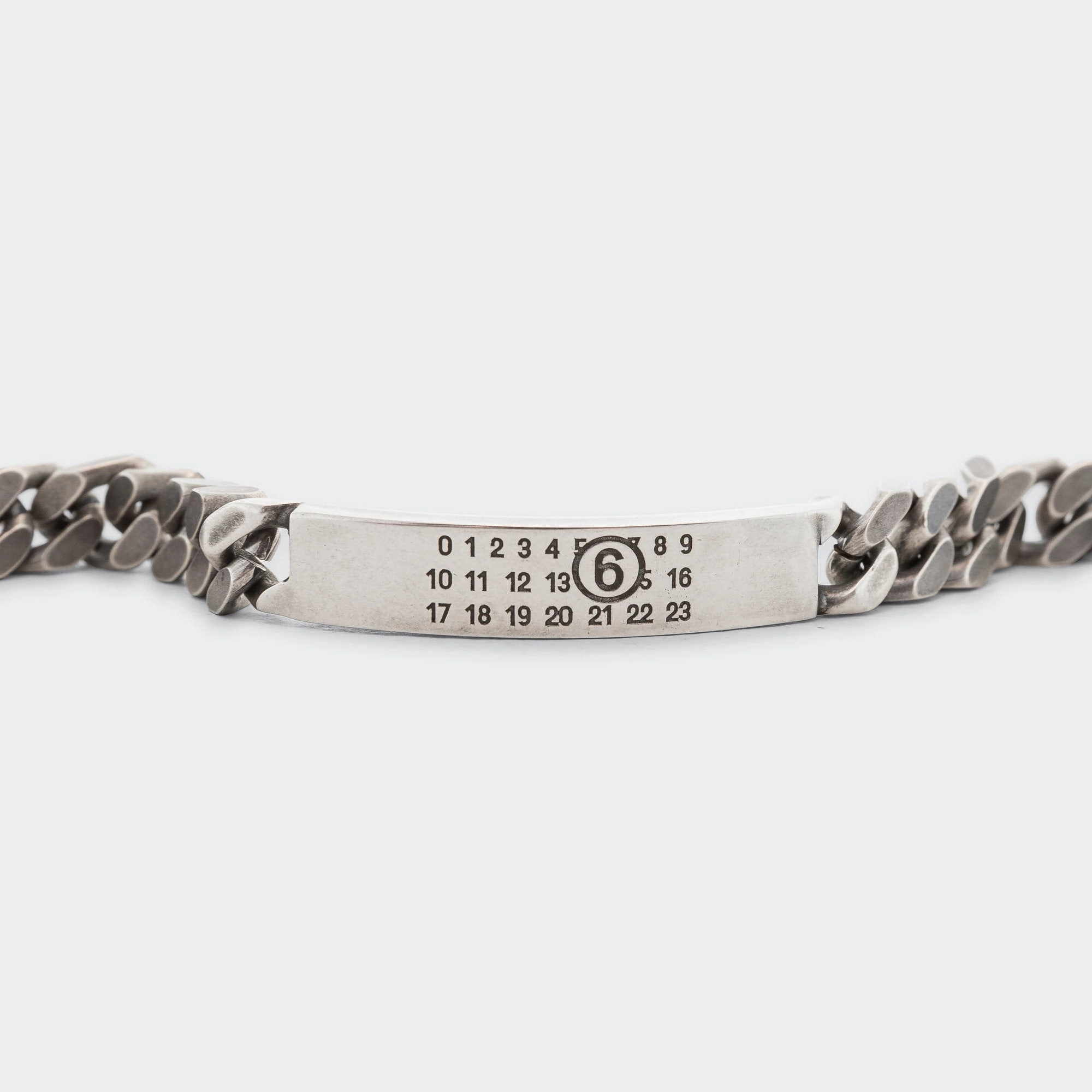 Minimal Logo Curb Bracelet - Silver Toned Brass