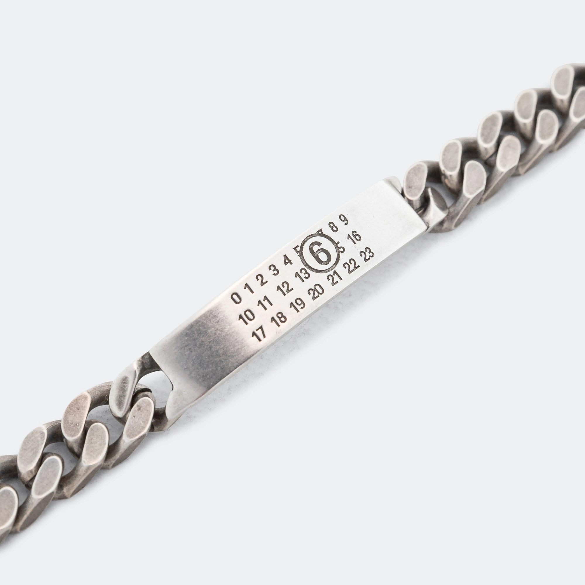 Minimal Logo Curb Bracelet - Silver Toned Brass