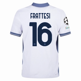 Nike Inter Milan Authentic Davide Frattesi Away Jersey w/ Champions League   Scudetto Patch 24/25 (White/Silver)